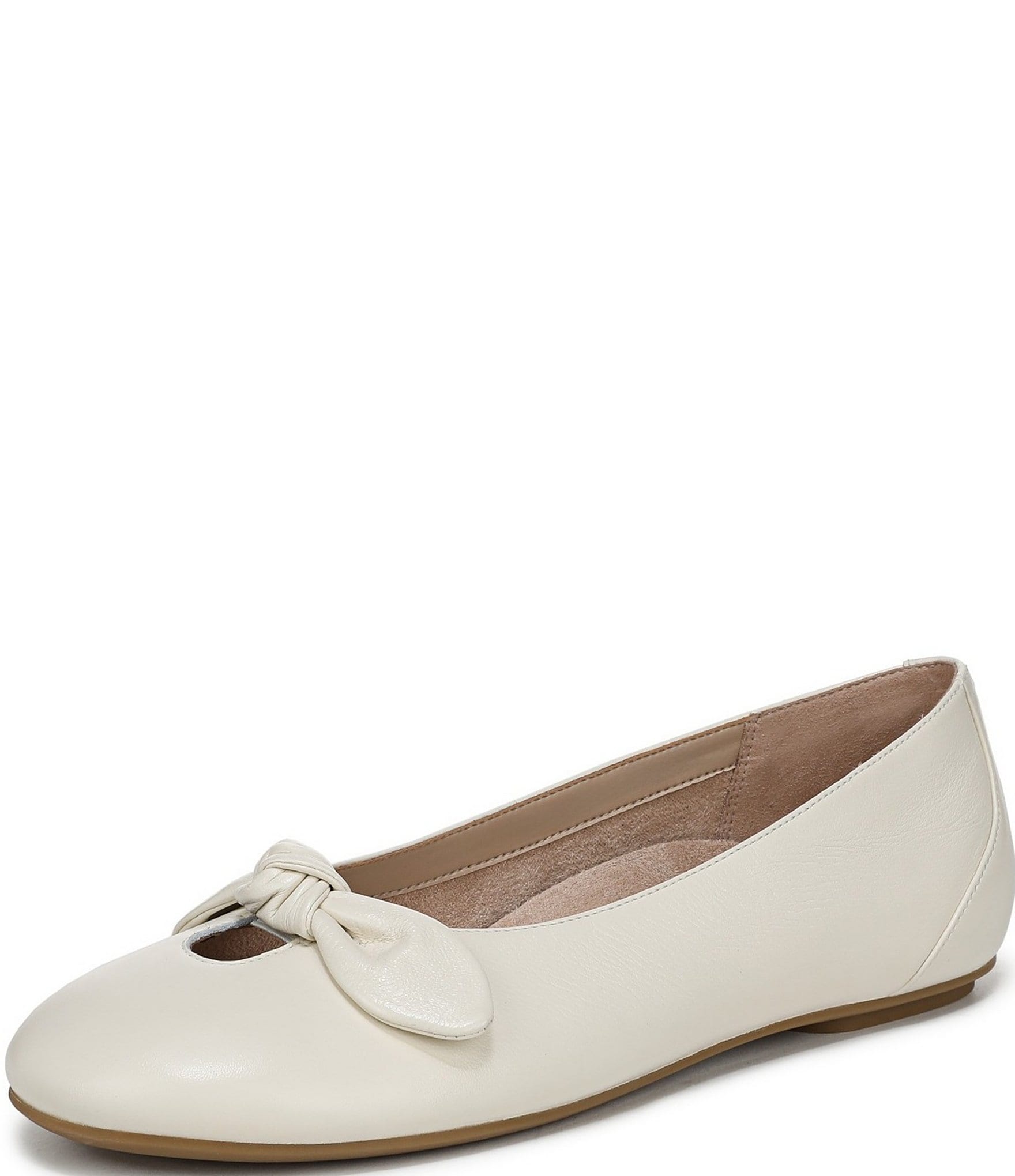 Vionic Tilly Leather Keyhole Bow Detail Ballet Flats