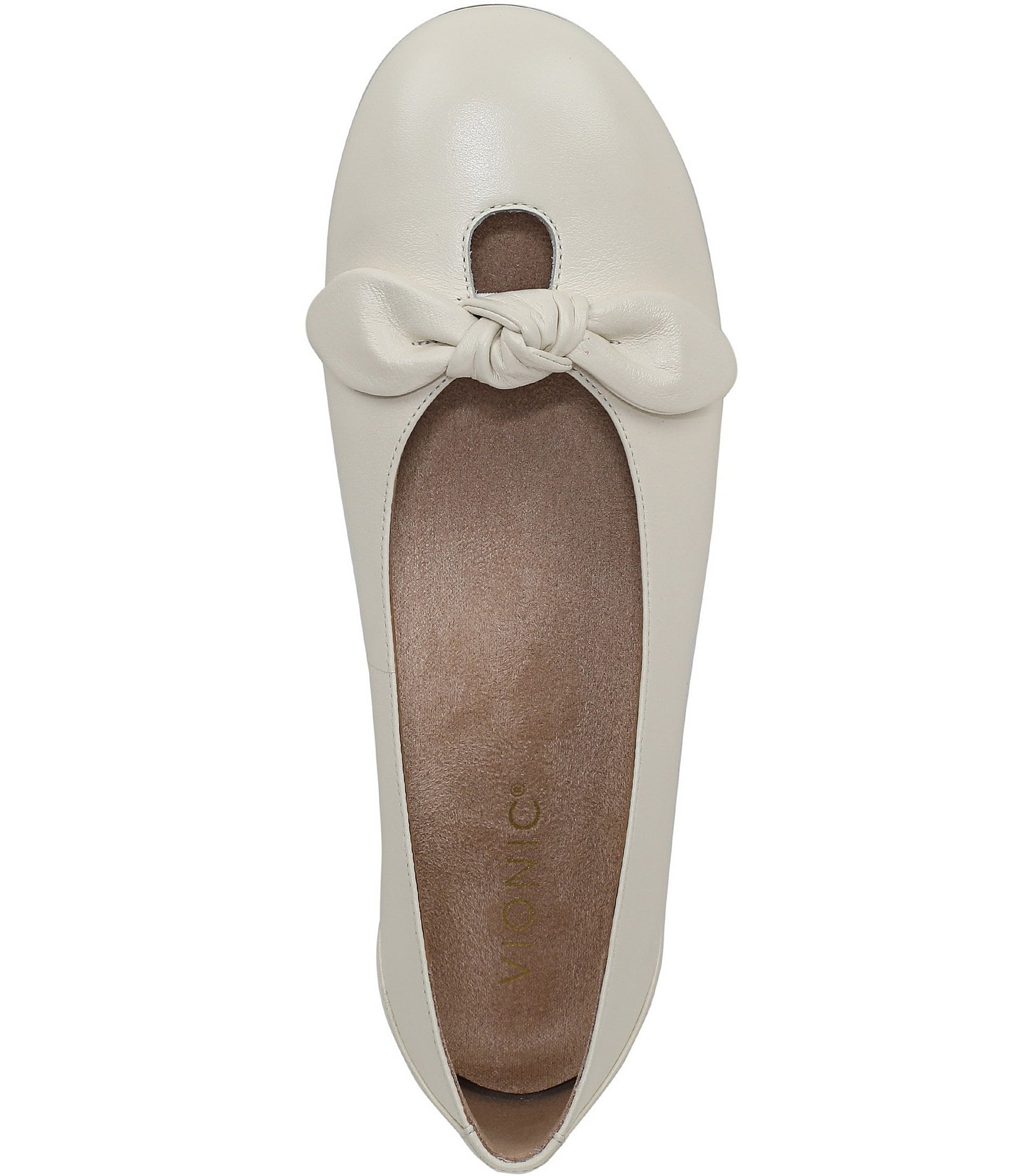 Vionic Tilly Leather Keyhole Bow Detail Ballet Flats