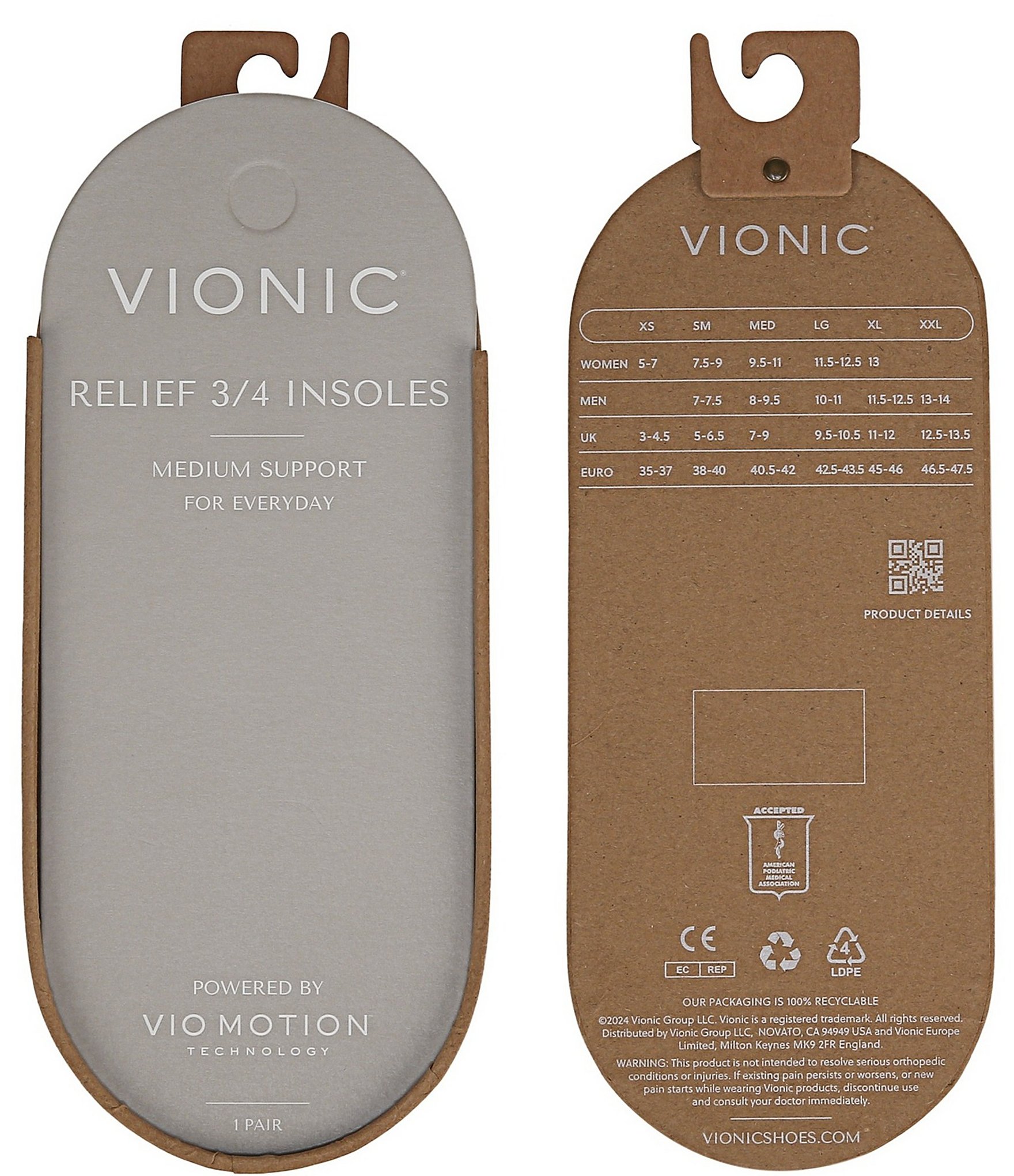 Vionic Unisex Relief 3QTR Insoles