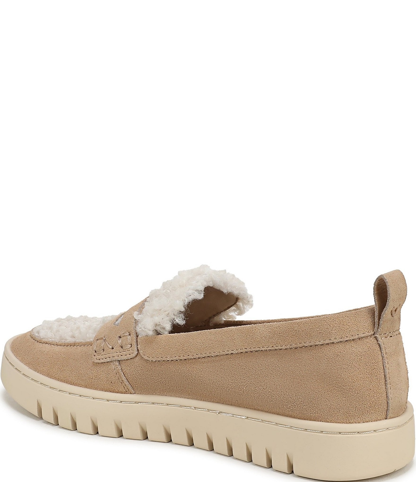 Vionic Uptown Cozy Suede and Faux Shearling Packable Penny Loafers