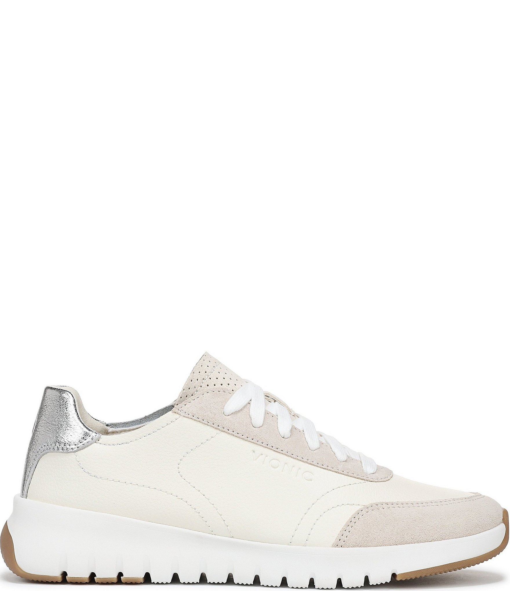 Vionic Uptown Leather and Suede Platform Sneakers