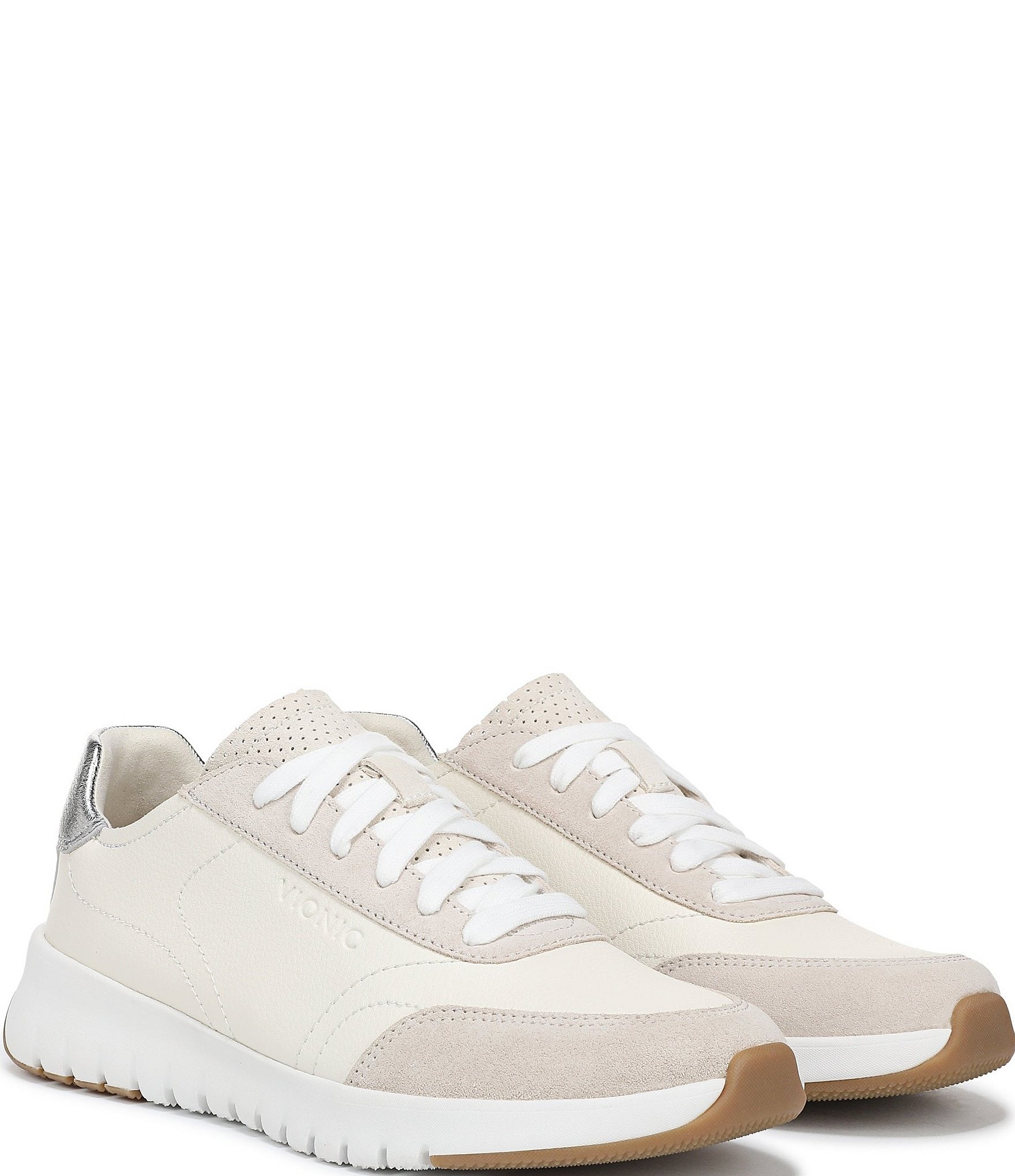 Vionic Uptown Leather and Suede Platform Sneakers