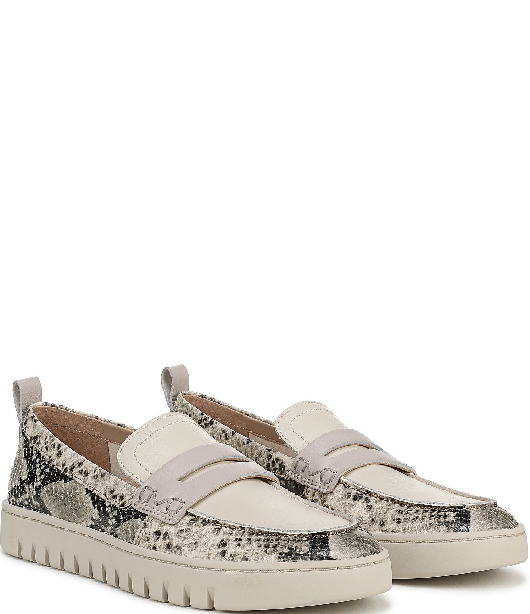 Vionic Uptown Leather Snake Print Packable Penny Loafers