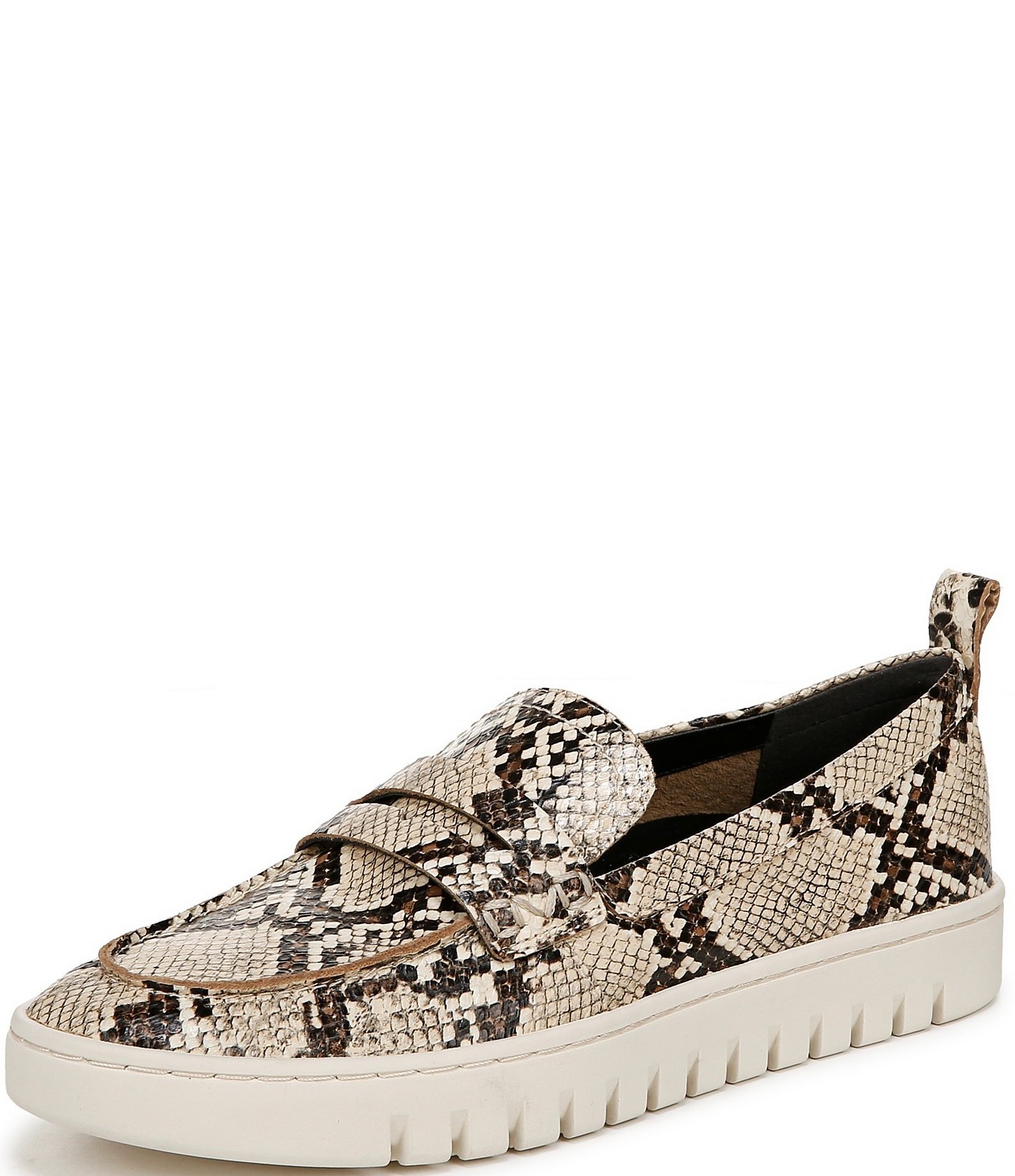 Vionic Uptown Snake Print Leather Packable Travel Penny Loafers