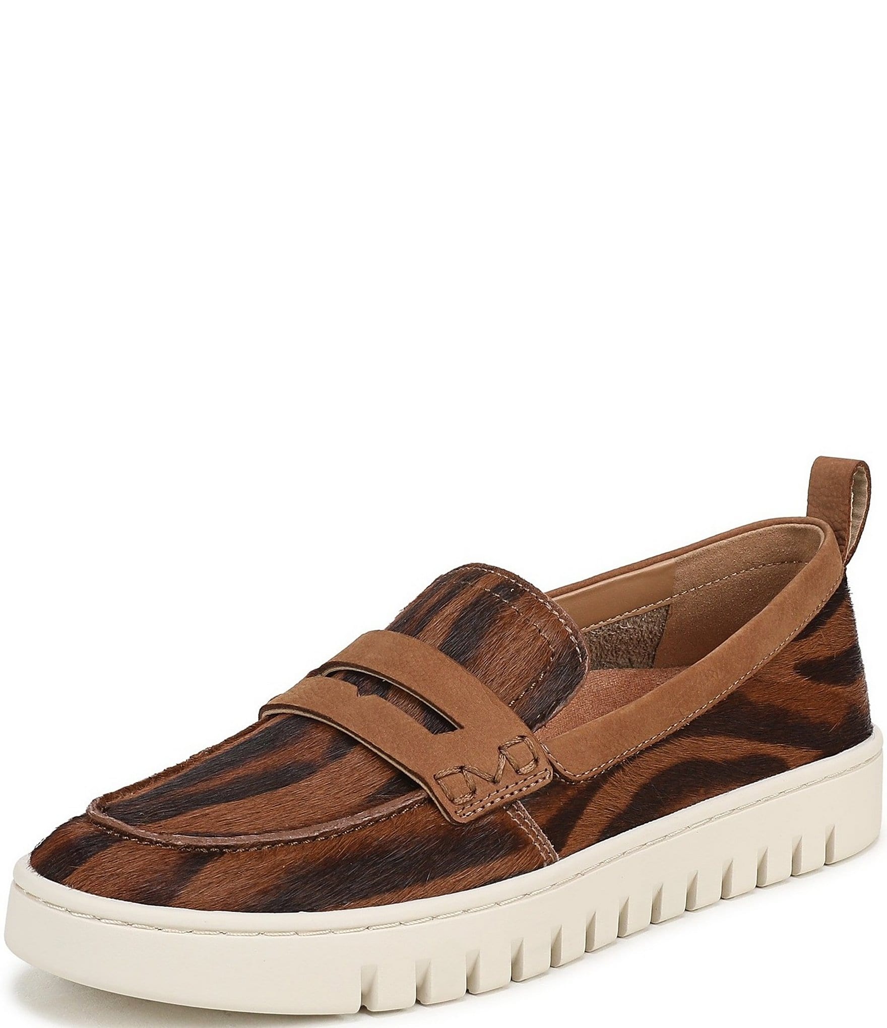 Vionic Uptown Tiger Print Calf Hair Packable Penny Loafers