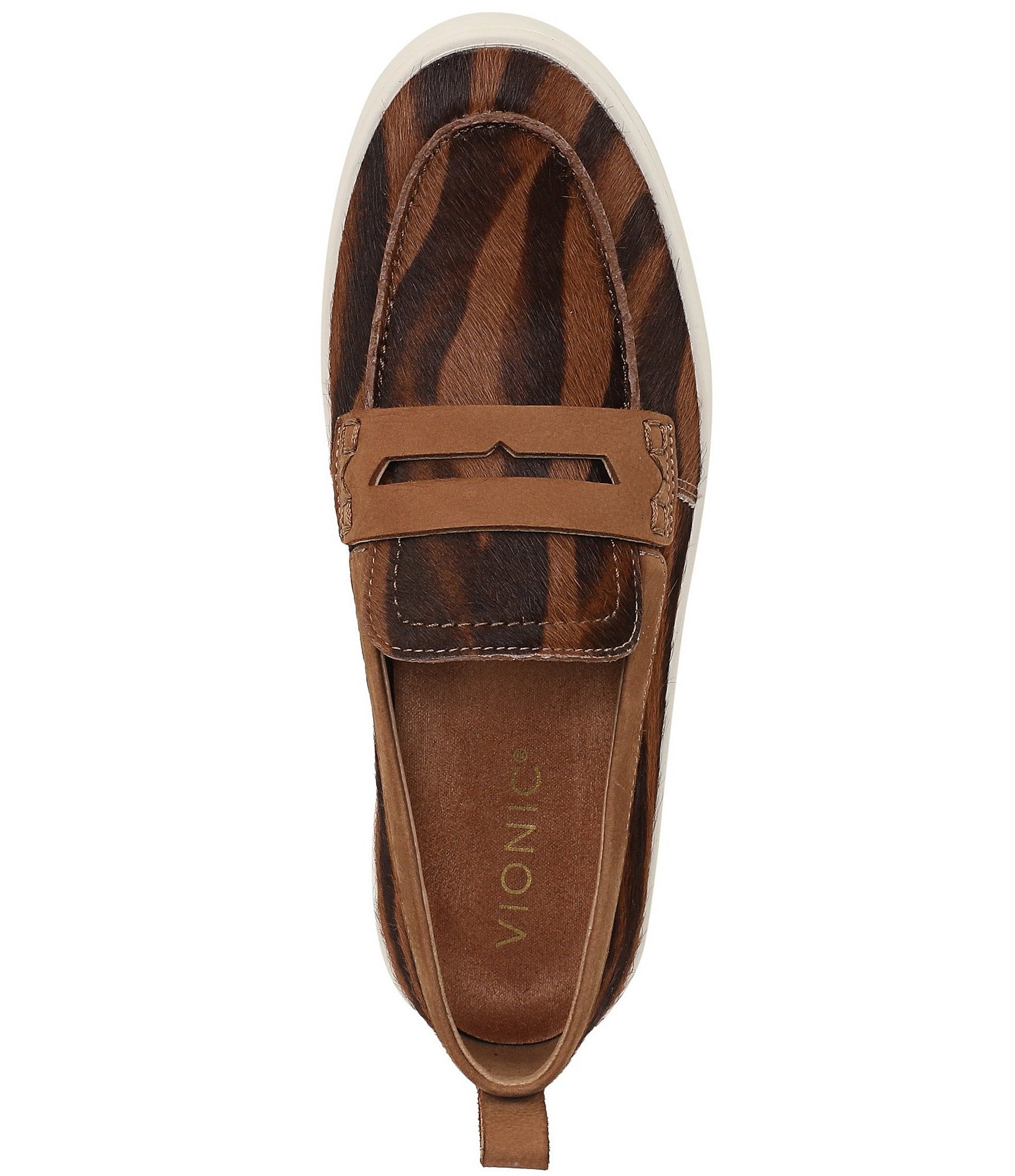 Vionic Uptown Tiger Print Calf Hair Packable Penny Loafers
