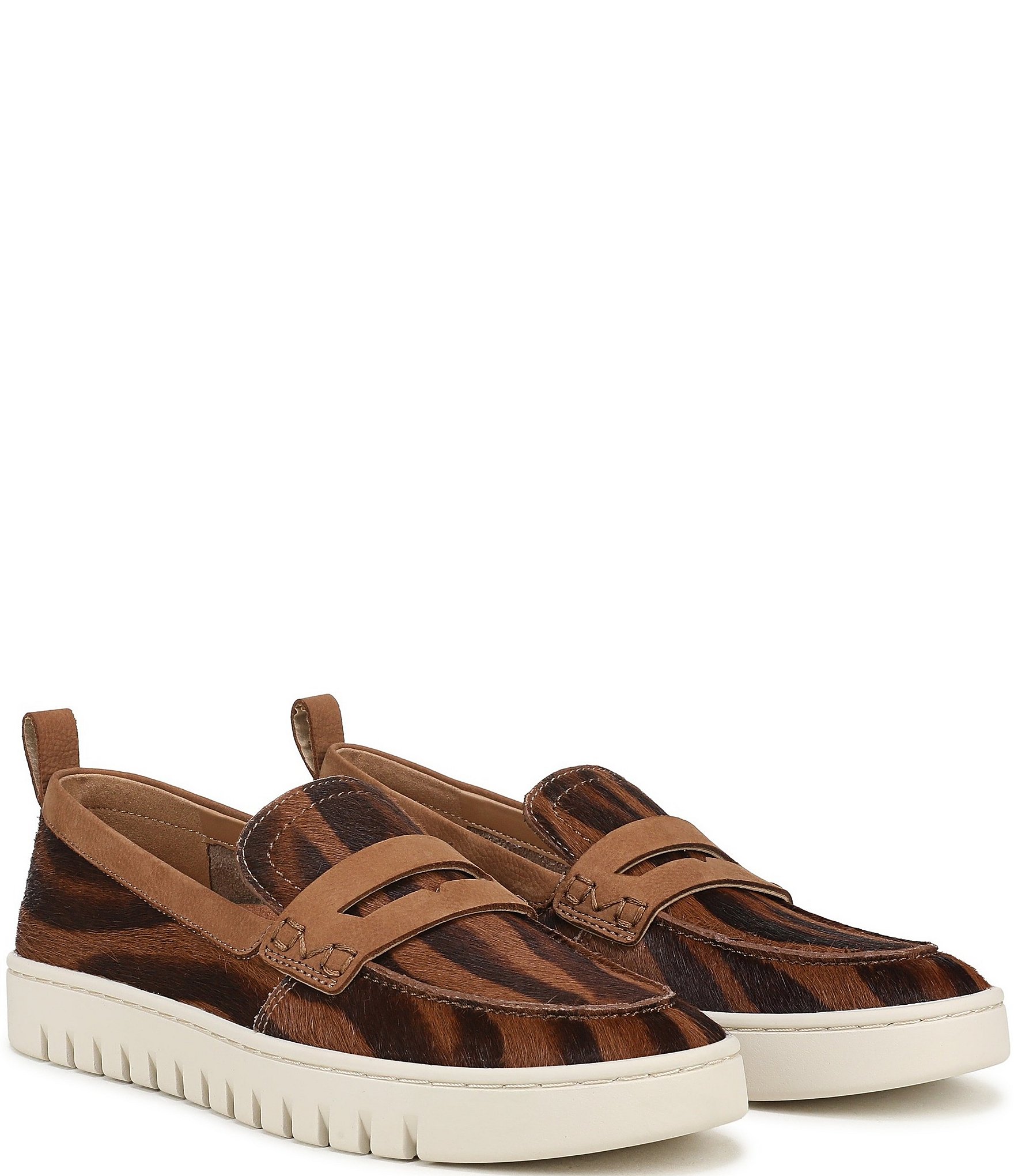 Vionic Uptown Tiger Print Calf Hair Packable Penny Loafers