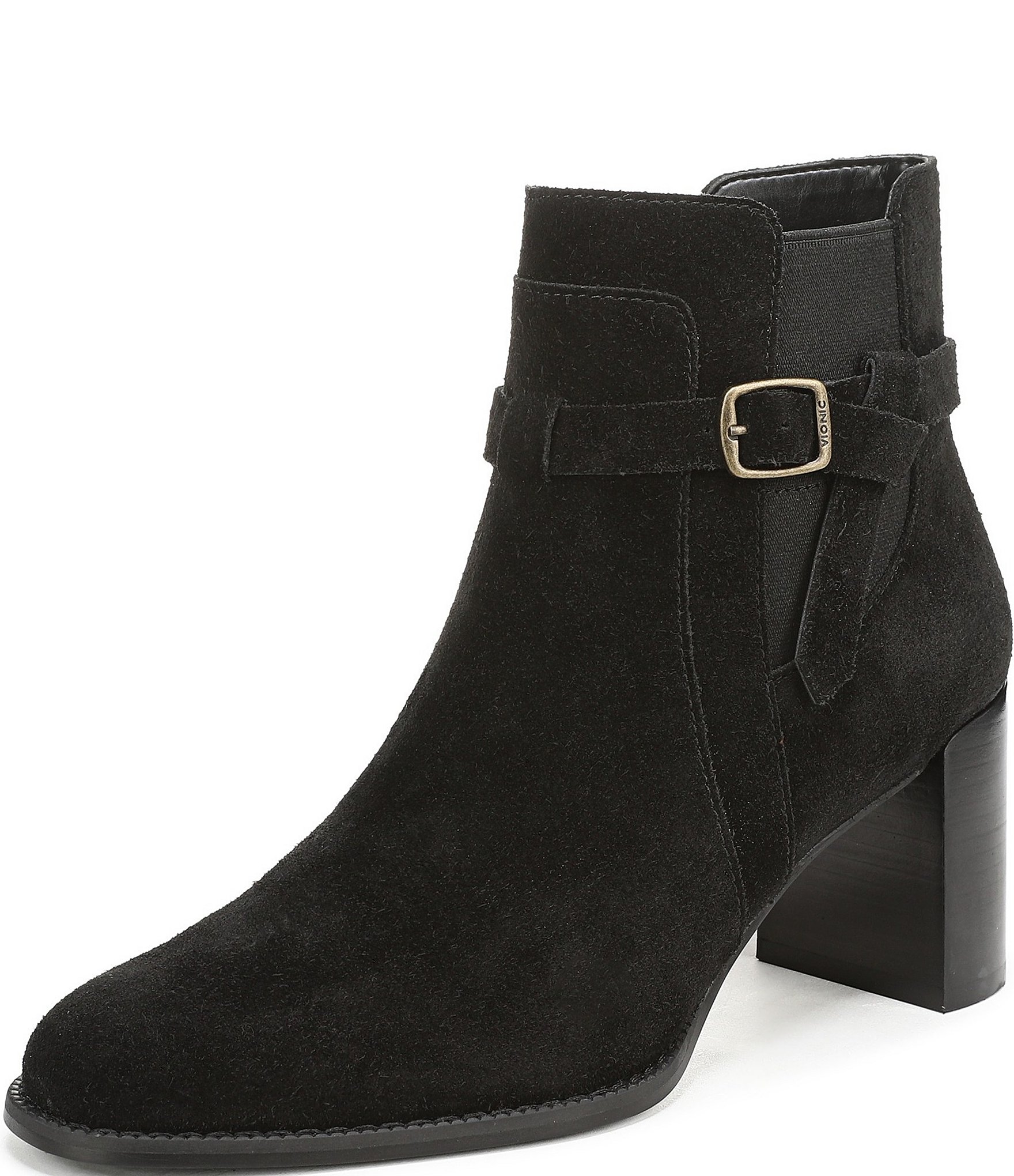 Vionic Vivette Suede Buckle Hardware Strap Ankle Booties