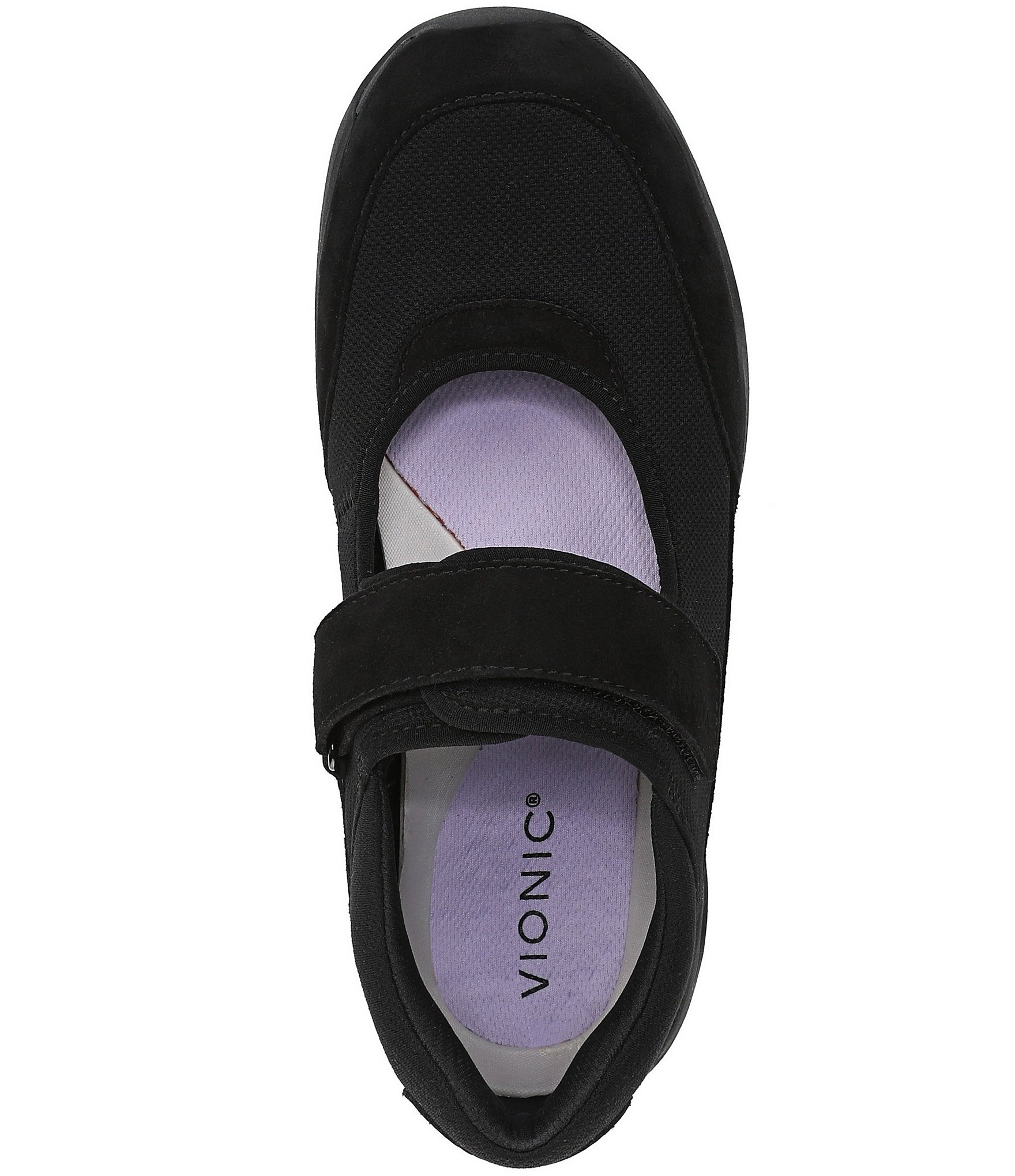 Vionic Walk Slim Giselle Suede and Textile Mary Jane Sneakers