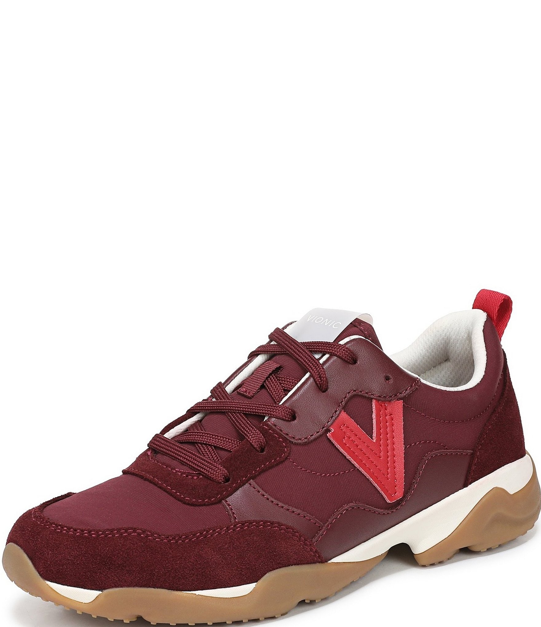 Vionic Walk Slim Glide Sleek Leather Lace Up Sneakers