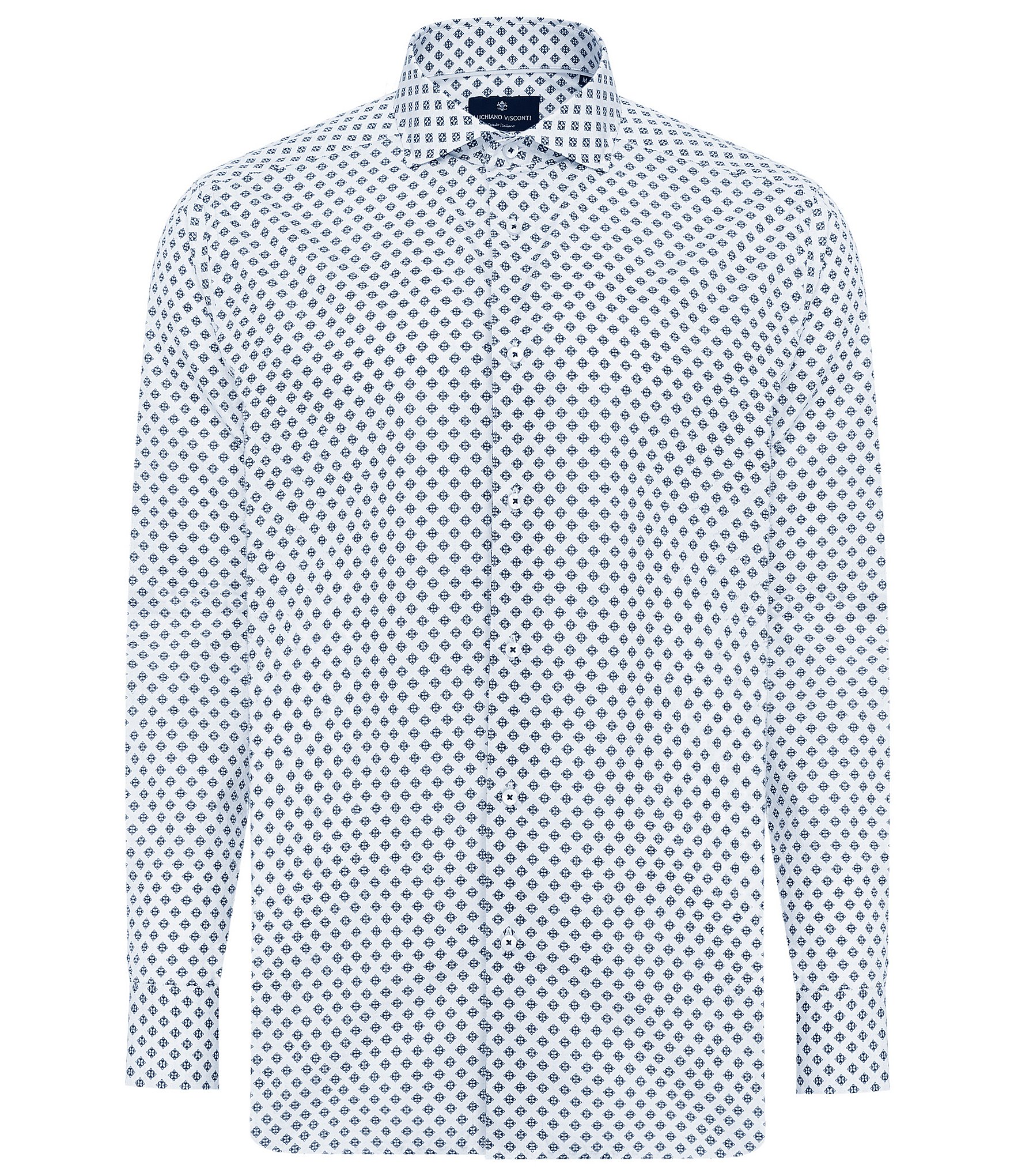 Visconti Big & Tall Diamond Print Stretch Long Sleeve Woven Shirt