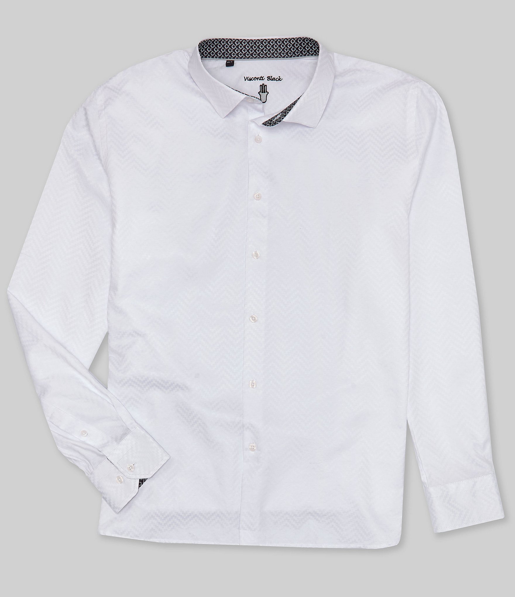 Visconti Big & Tall Jacquard Long Sleeve Woven Shirt