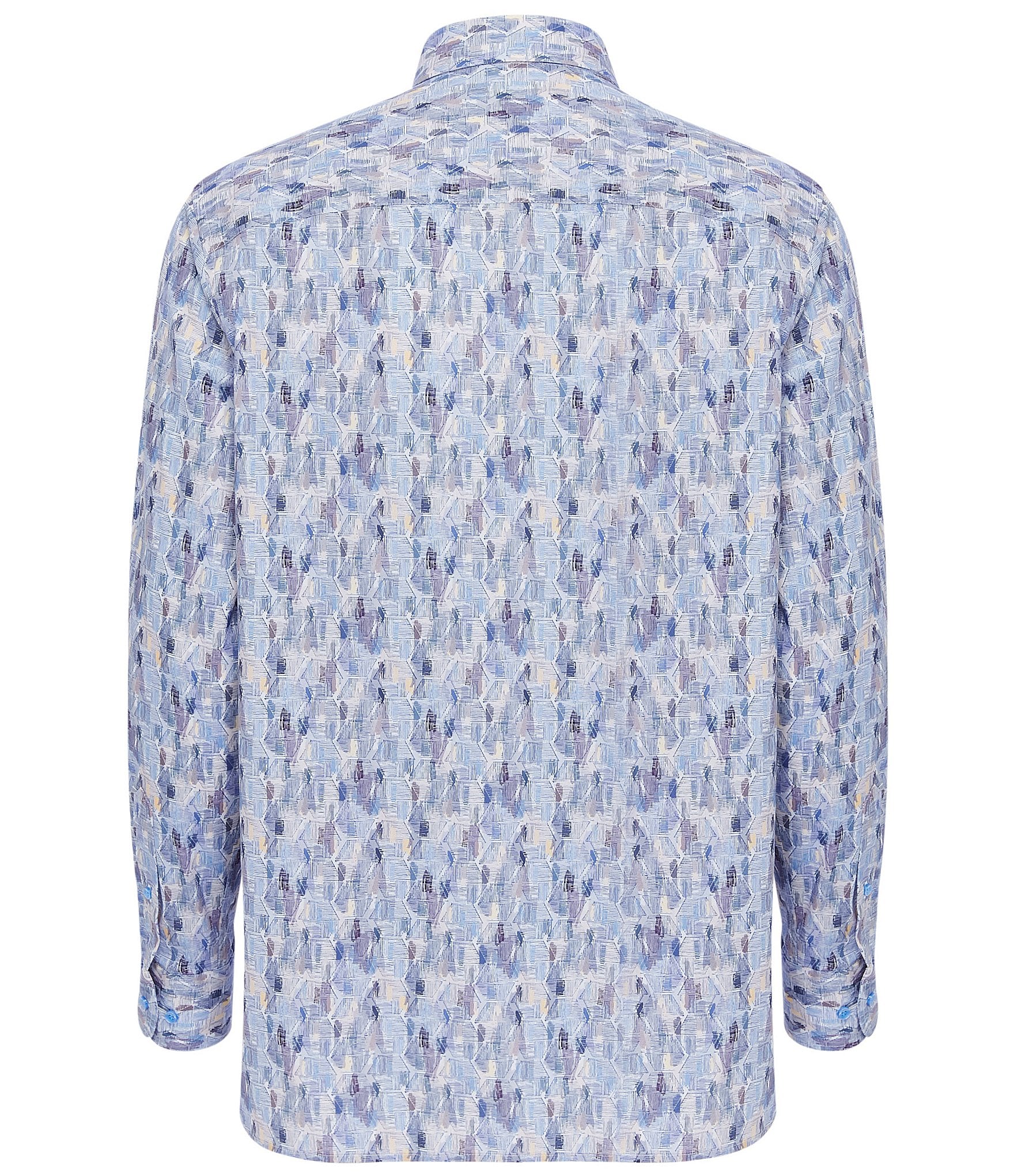 Visconti Big & Tall Wavy Grid Print Stretch Long Sleeve Woven Shirt