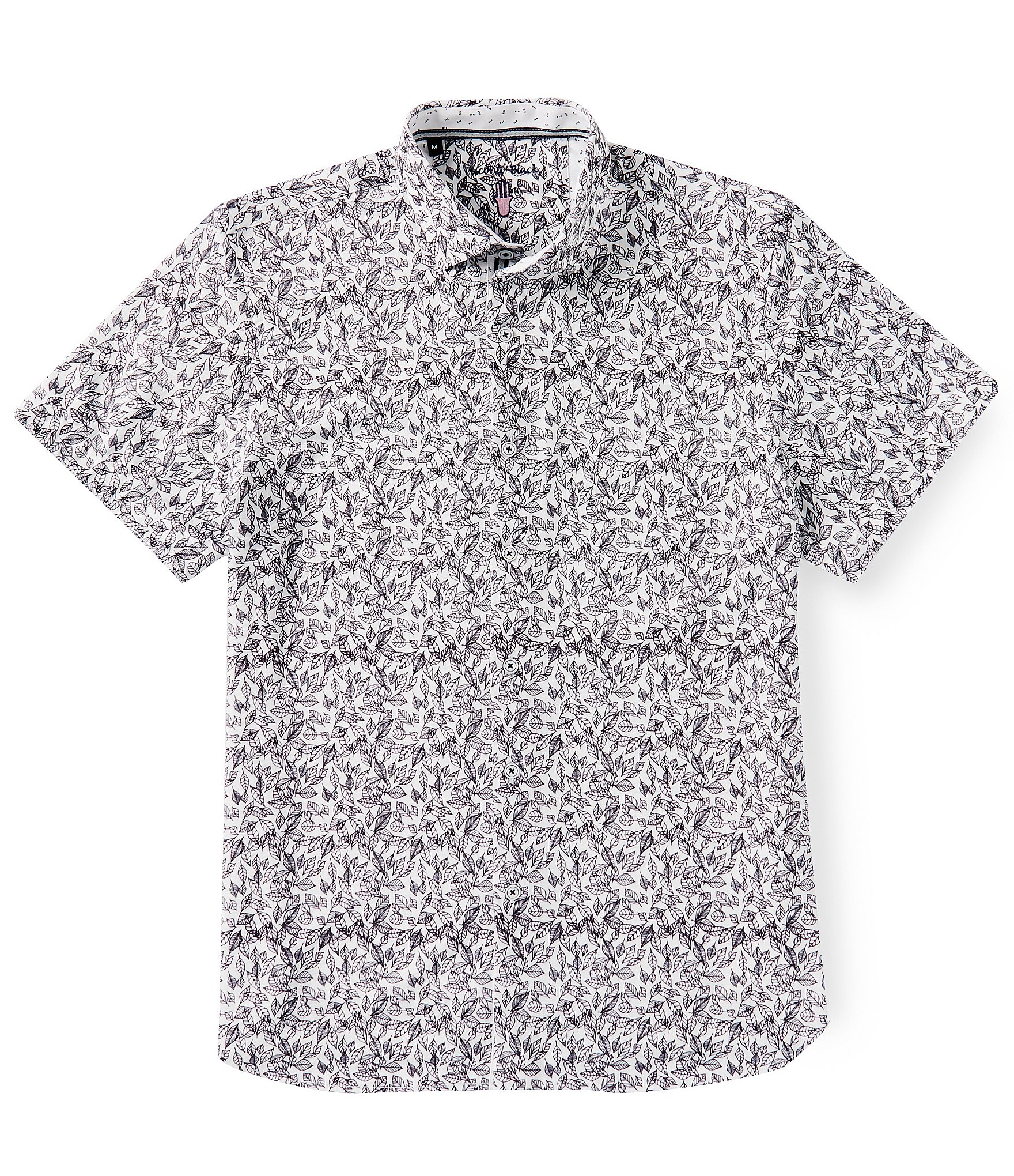 Visconti Stretch Leaf Print Short Sleeve Woven Shirt | Dillard's