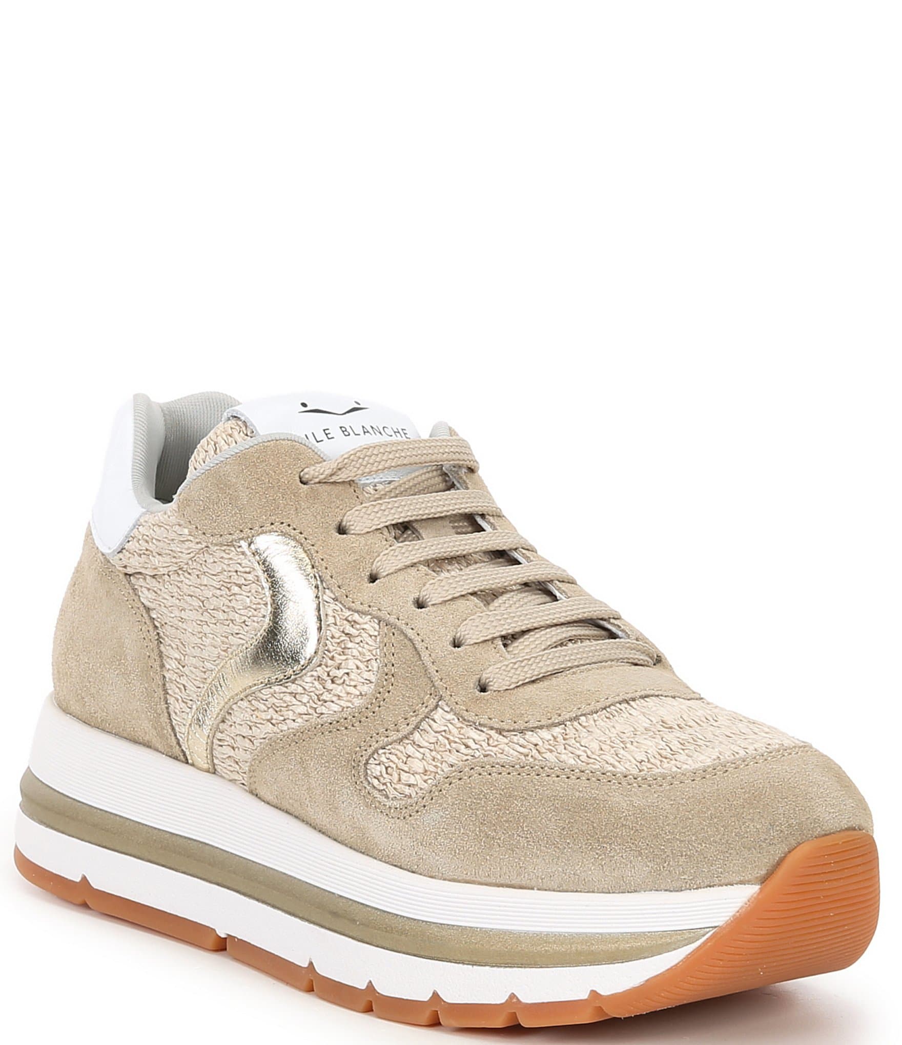 Voile Blanche Maran Suede And Raffia Lace-Up Sneakers | Dillard's