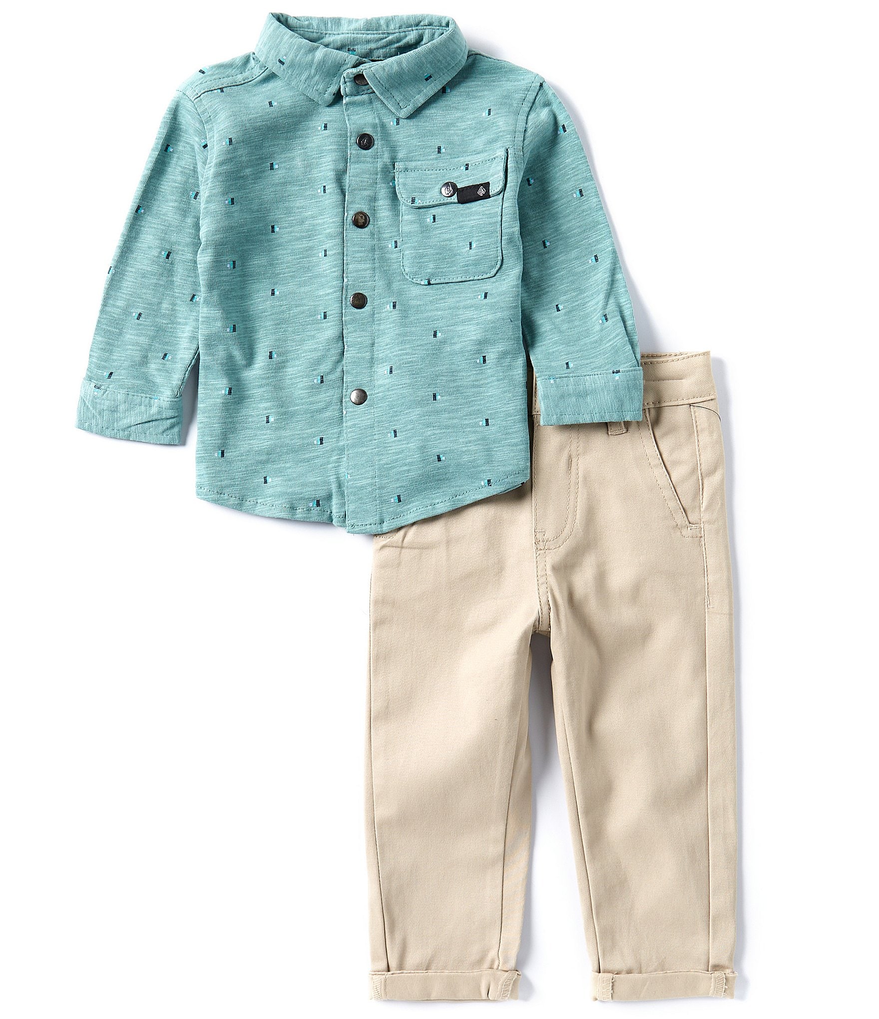 Volcom Baby Boys 12-24 Months Long-Sleeve Slub Jersey Shirt & Stretch Twill Pant Set