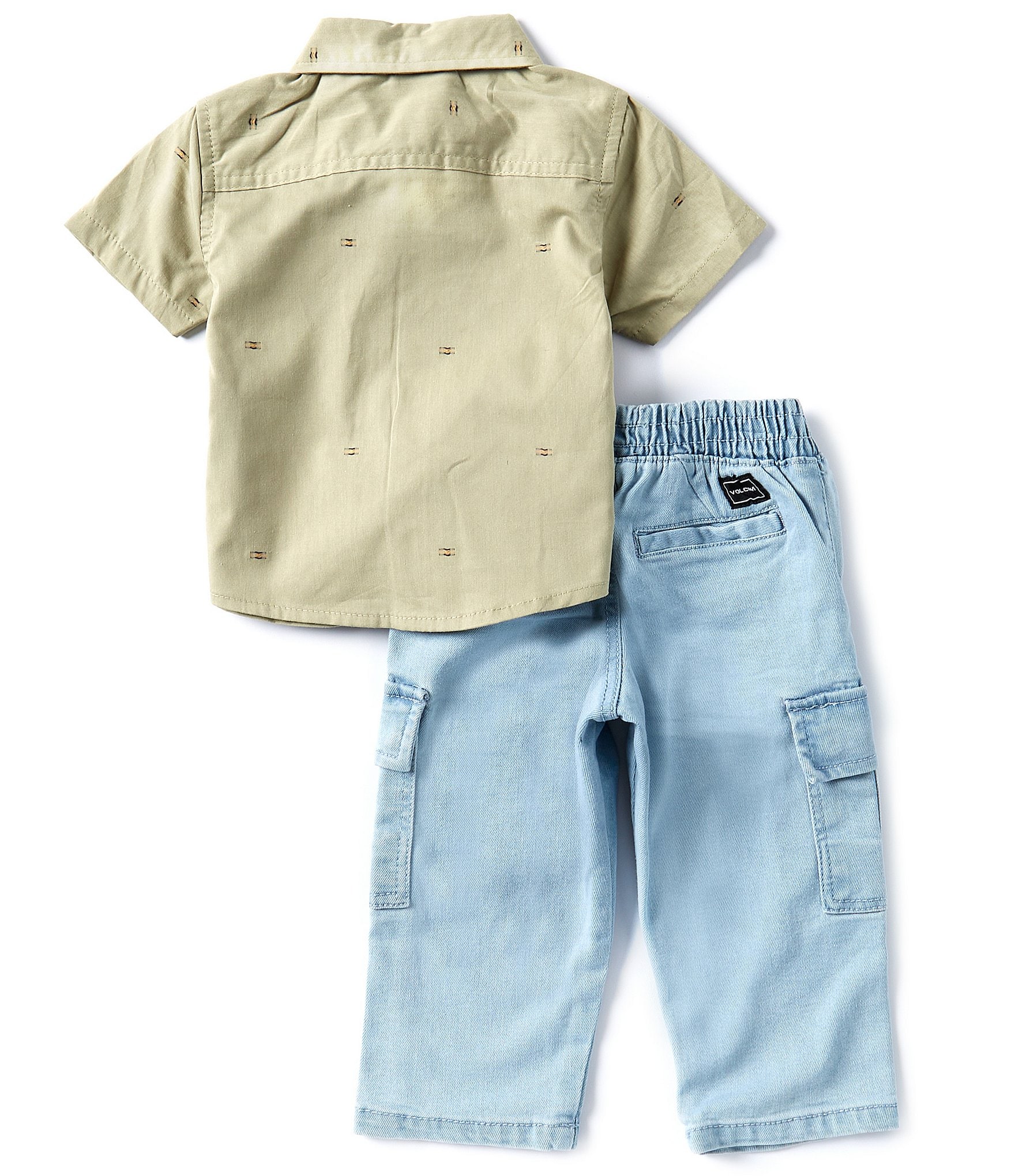 Volcom Baby Boys 12-24 Months Short Sleeve Solid Dobby Shirt & Jeans Set