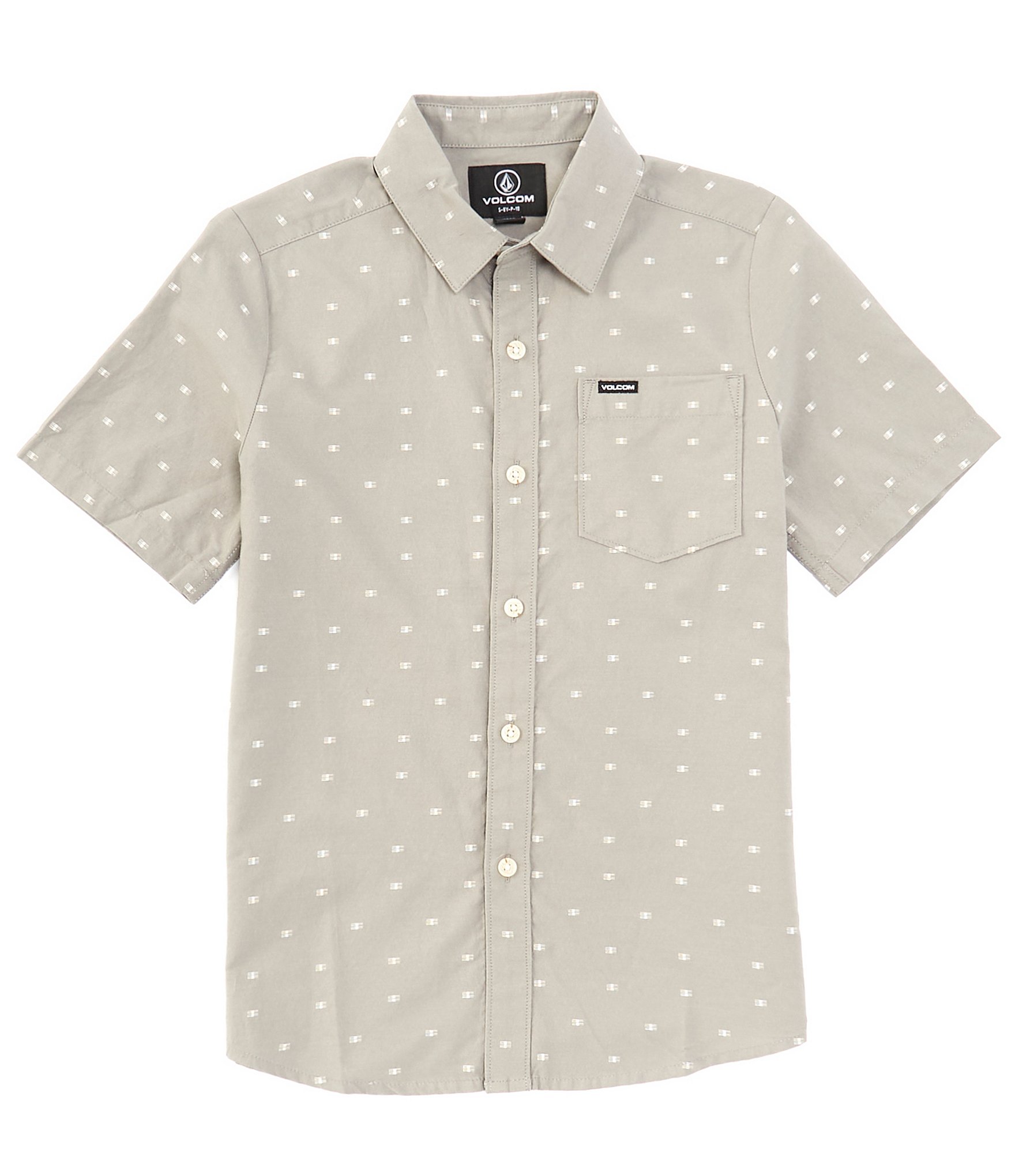 Volcom Big Boys 8-20 Short Sleeve Button Front Crown Stone Shirt ...