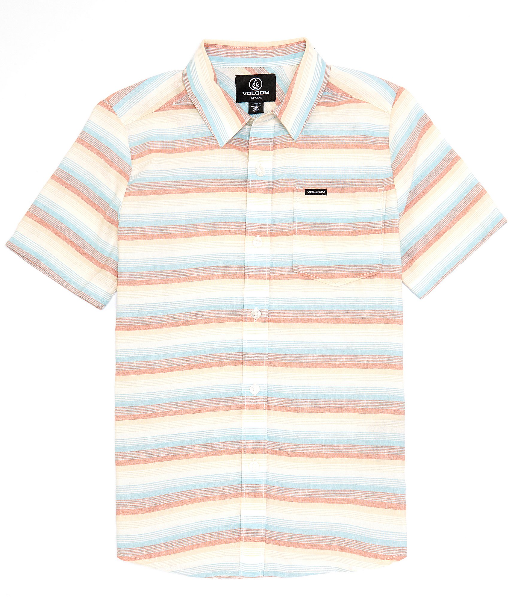 Volcom Big Boys 8-20 Short Sleeve Veecee Stripe Button Down Shirt ...