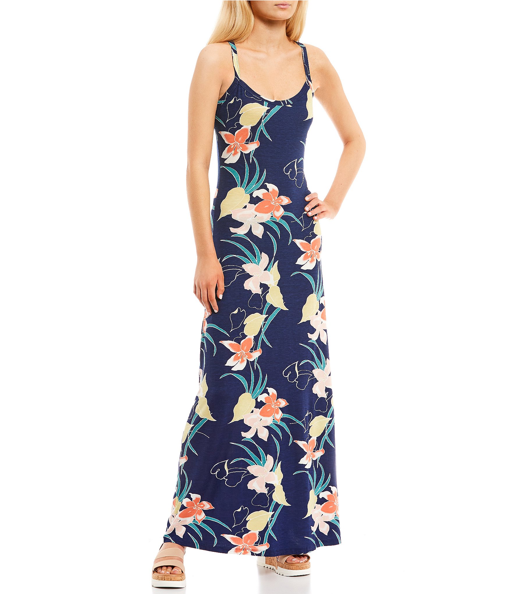 Volcom Cabananana Scoop Neck Pull-On Floral Maxi Dress | Dillard's