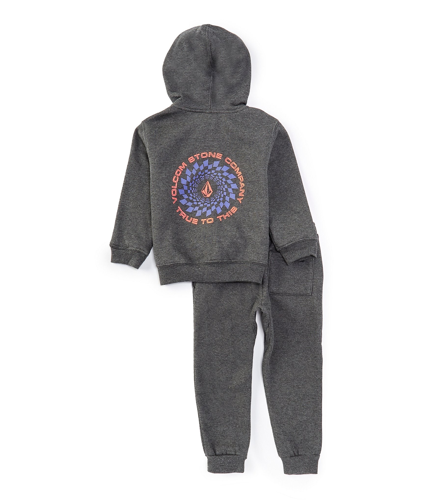 Volcom Little Boys 2T-4T Fleece Layering Knit Long Sleeve Watanite Zip Graphic Hoodie and Jogger Pants Set