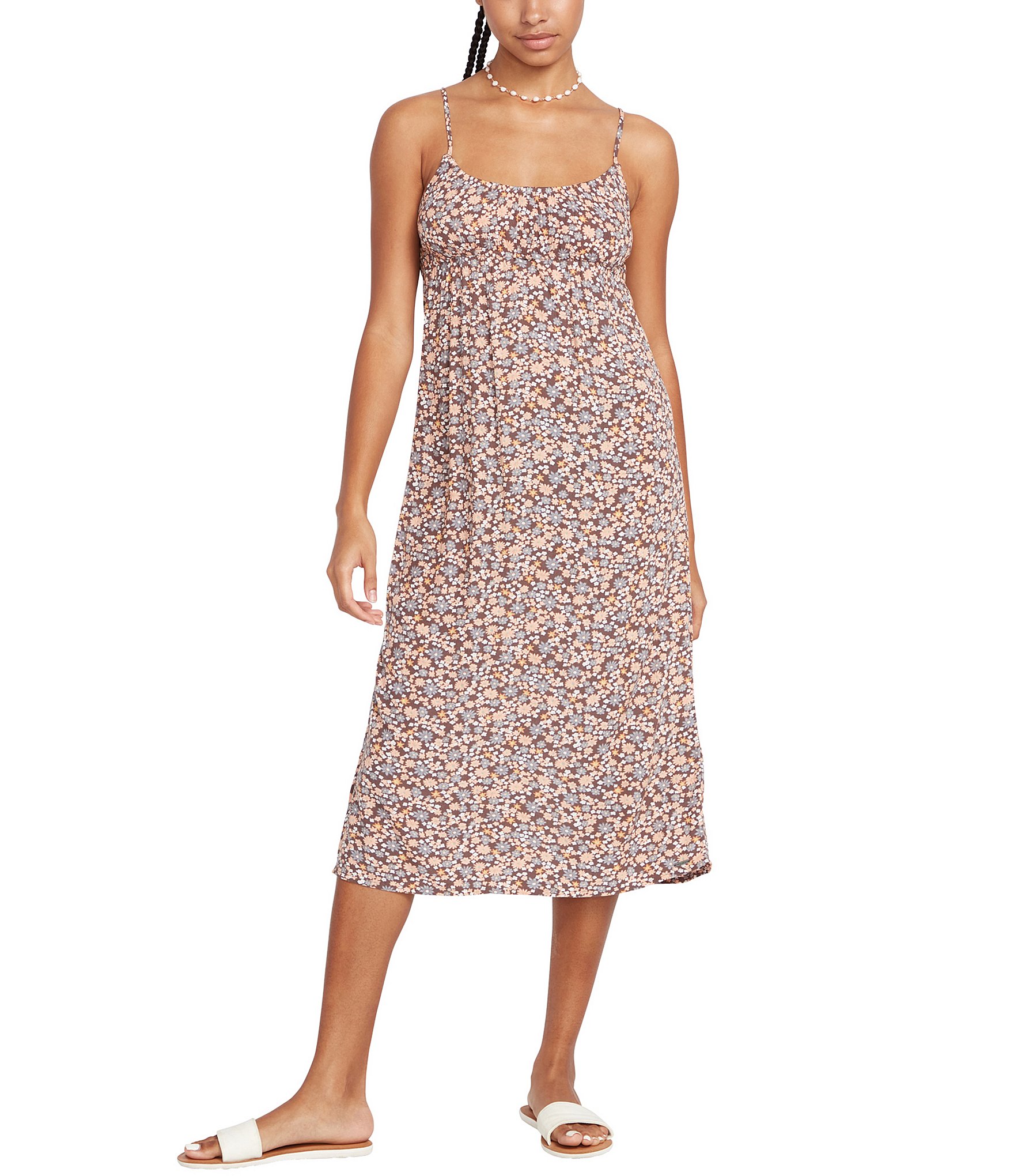 Volcom Naw Beach Printed Low Tie Back Side Slit Midi Dress | Dillard's