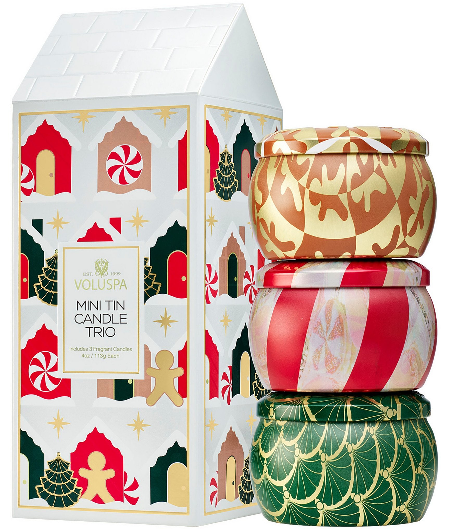 Voluspa Assorted Holiday Mini Tin Candle Trio