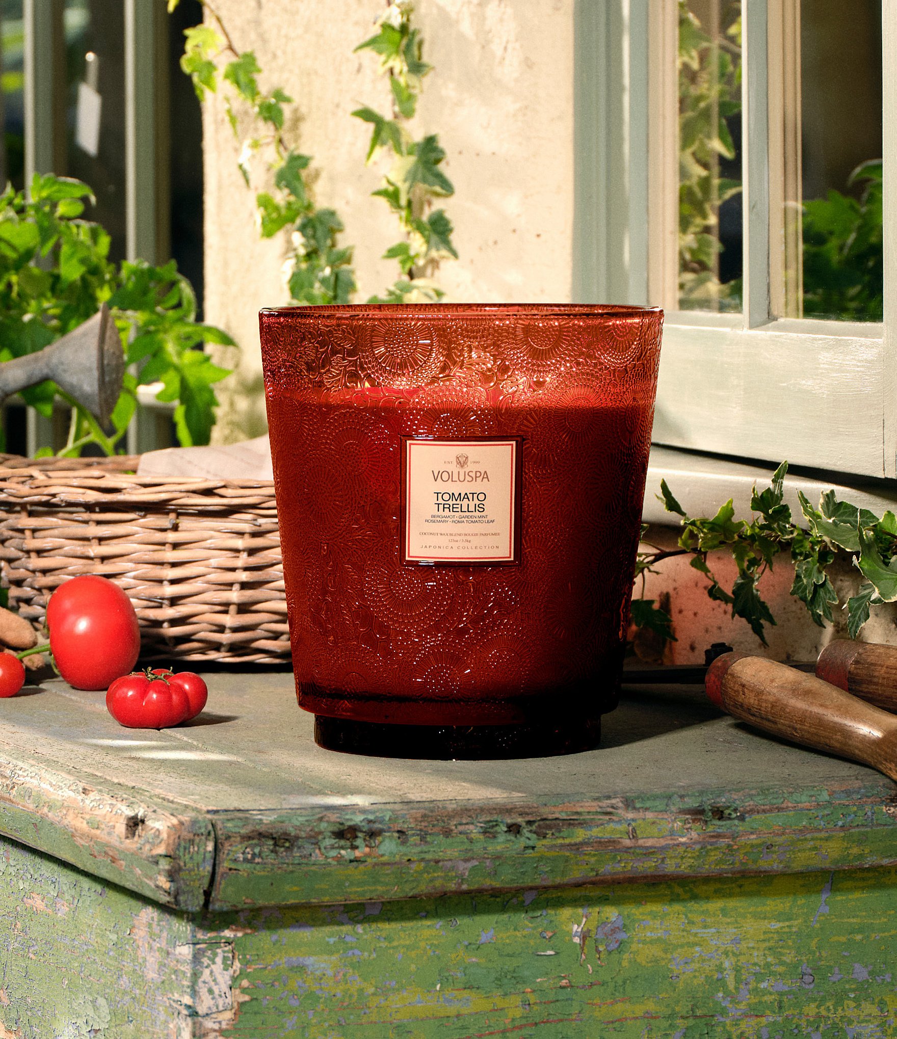 Voluspa Japonica Collection Tomato Trellis 5-Wick Hearth Candle With Lid
