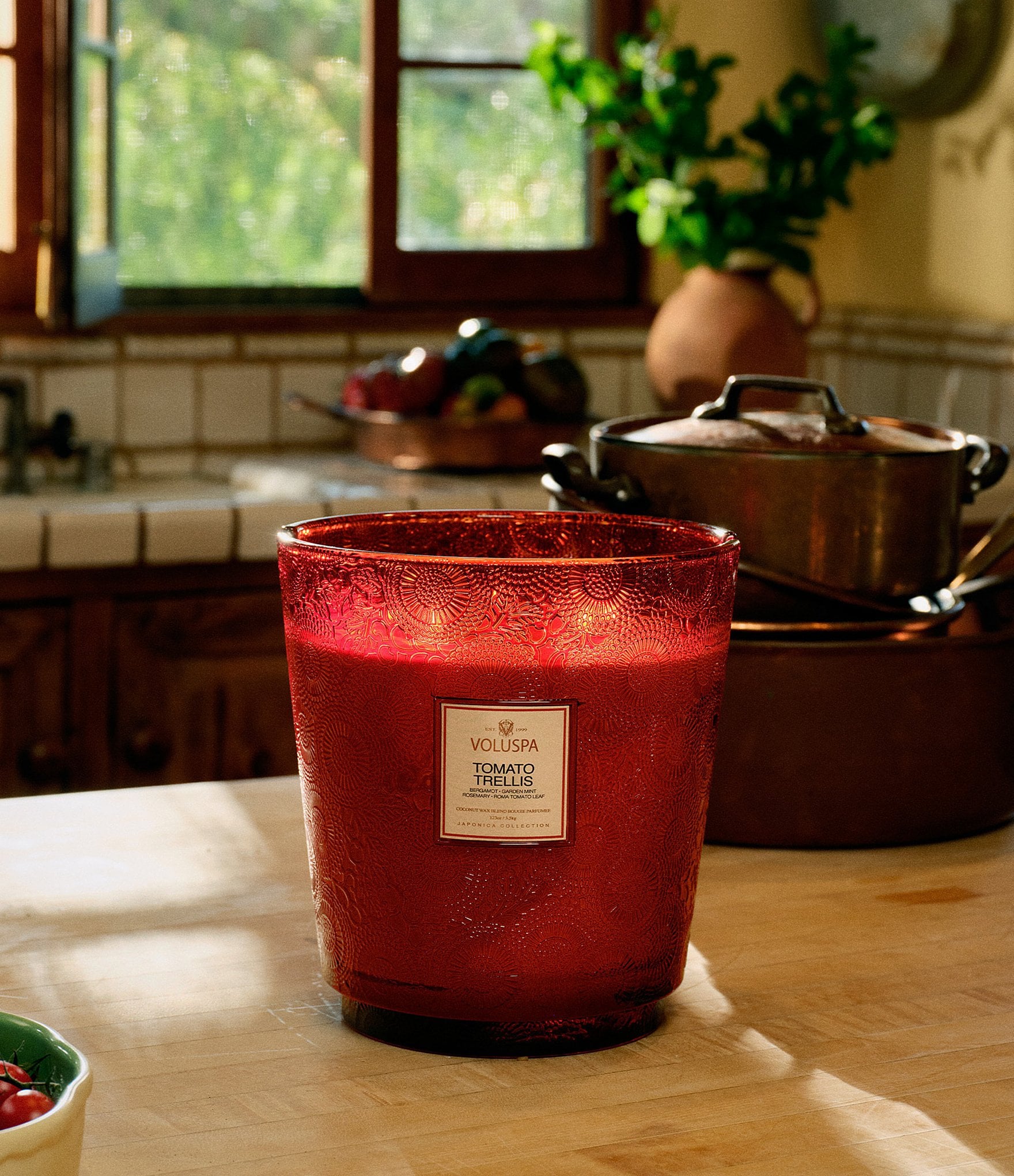 Voluspa Japonica Collection Tomato Trellis 5-Wick Hearth Candle With Lid