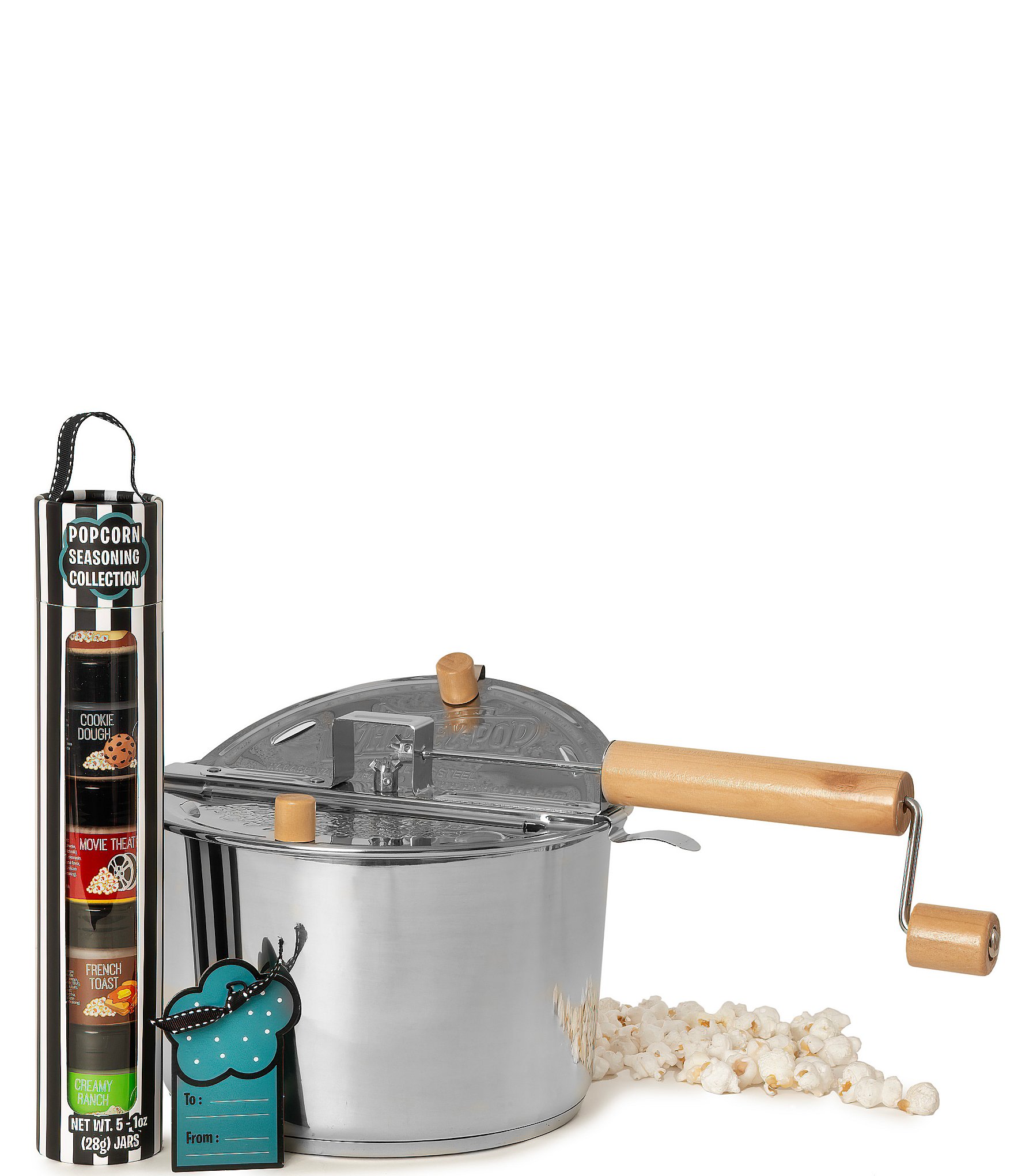 Wabash Valley Farms Copper Plated Stainless Steel Whirley Pop Popcorn Maker  and Cello Popcorn Gift Set