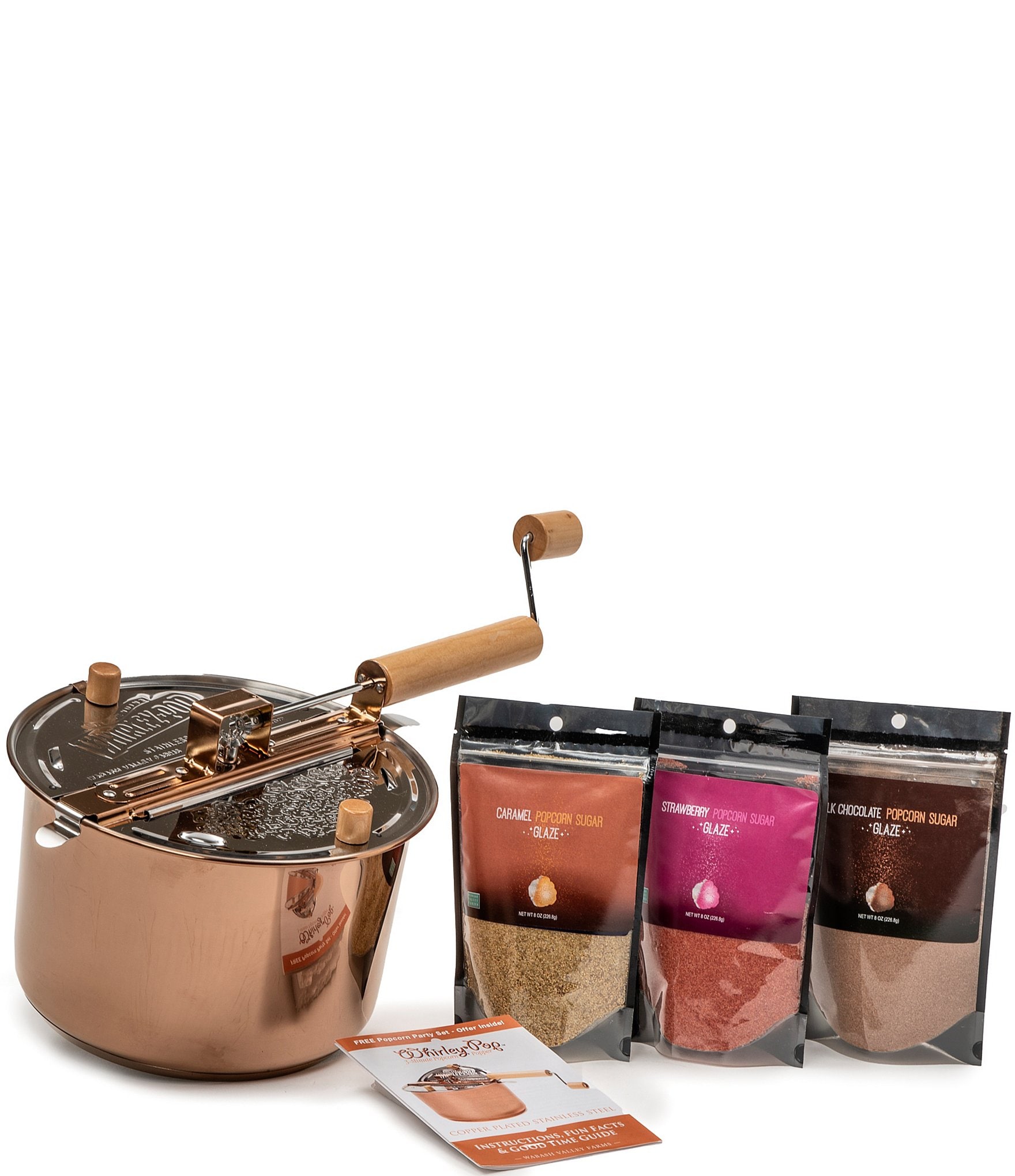 Wabash Valley Farms Farm Fresh Copper Plated Whirley Pop Popcorn Set, 3  Pieces