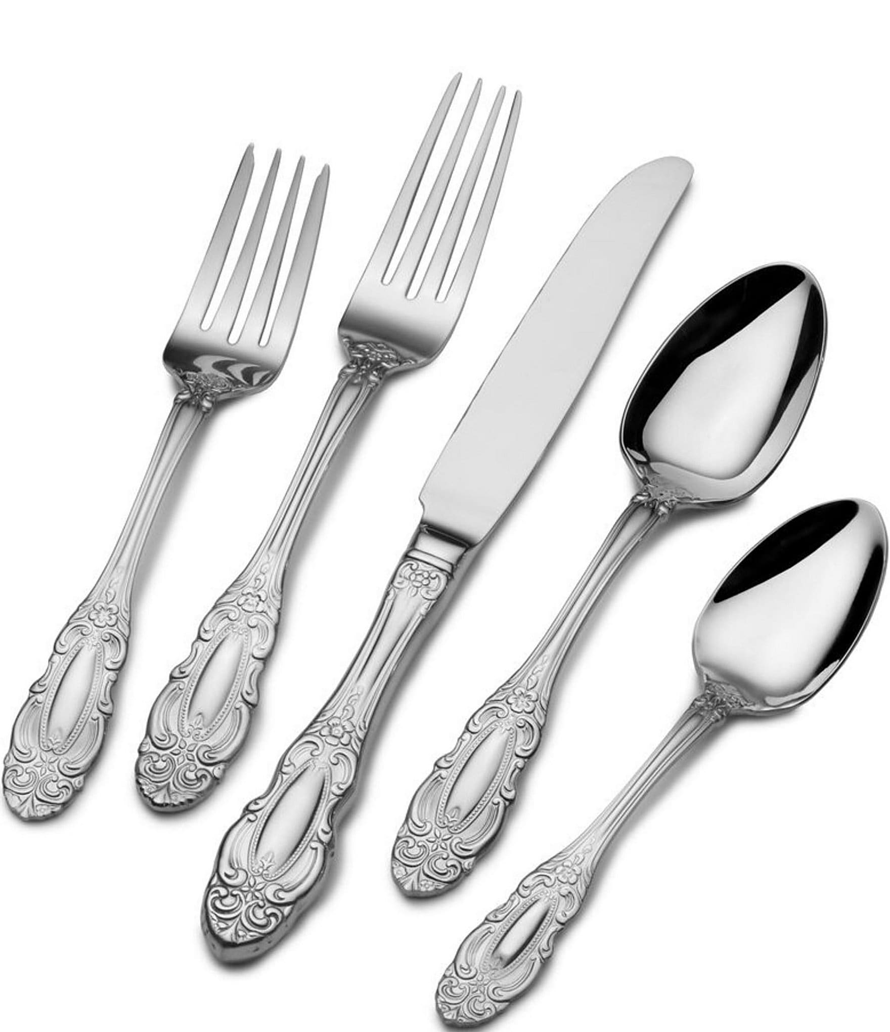 Wallace Silversmiths Duchess 45-Piece Stainless Steel Flatware Set ...