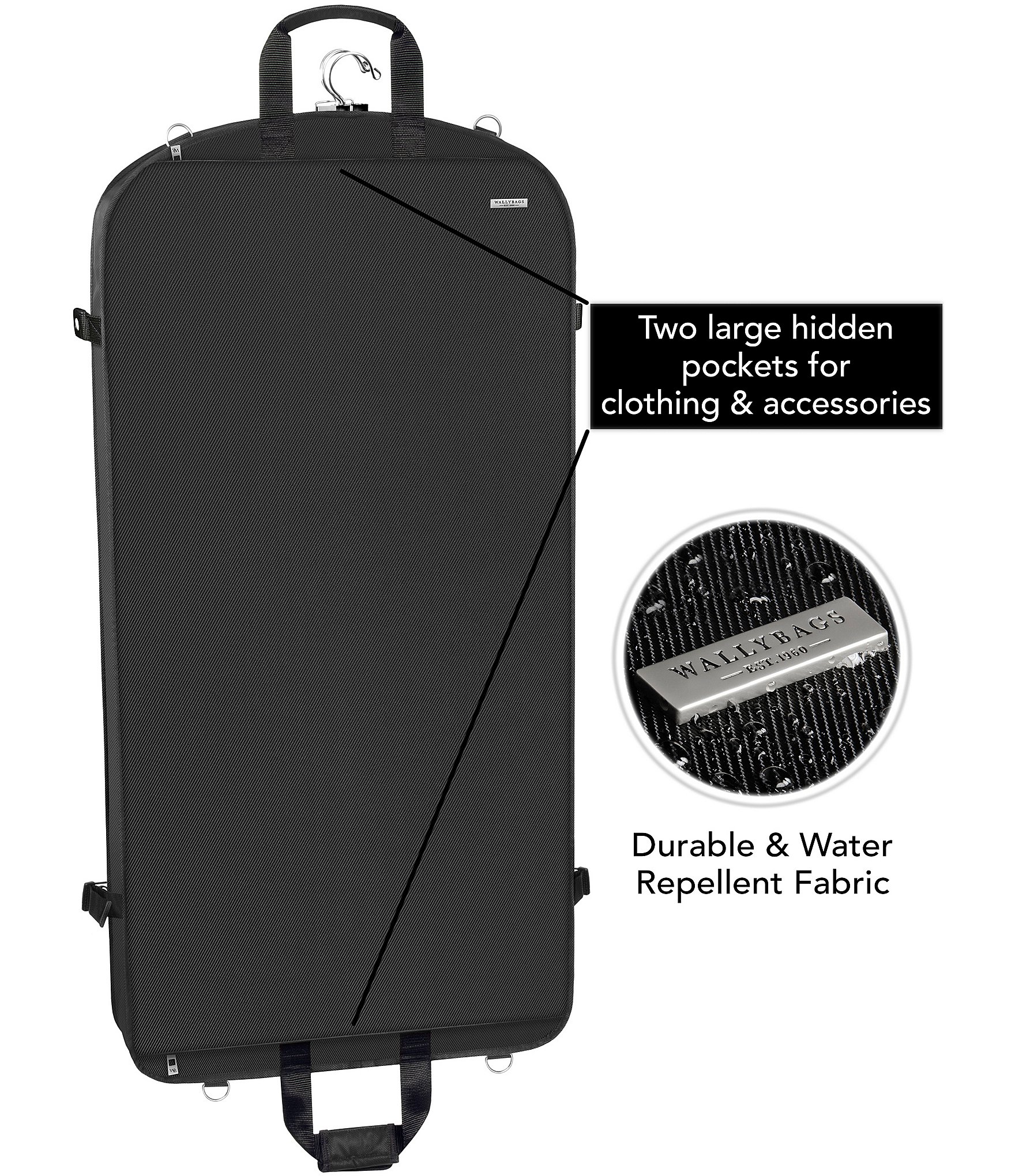 Wally Bags 42#double; Garment Bag with Two Pockets and Shoulder Strap