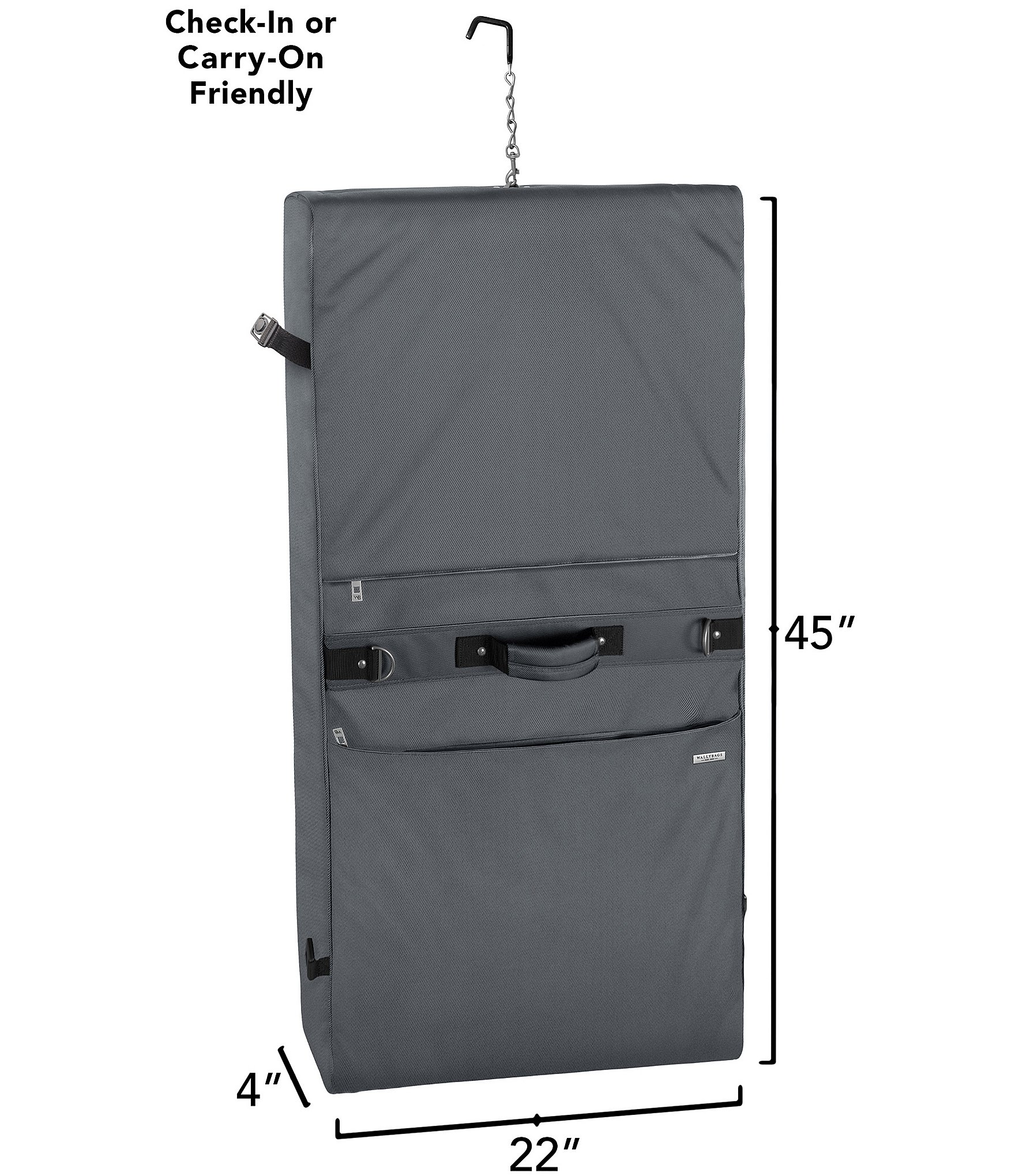 Wally Bags 45-inch Framed Garment Bag with Shoulder Strap and Multiple Accessory Pockets