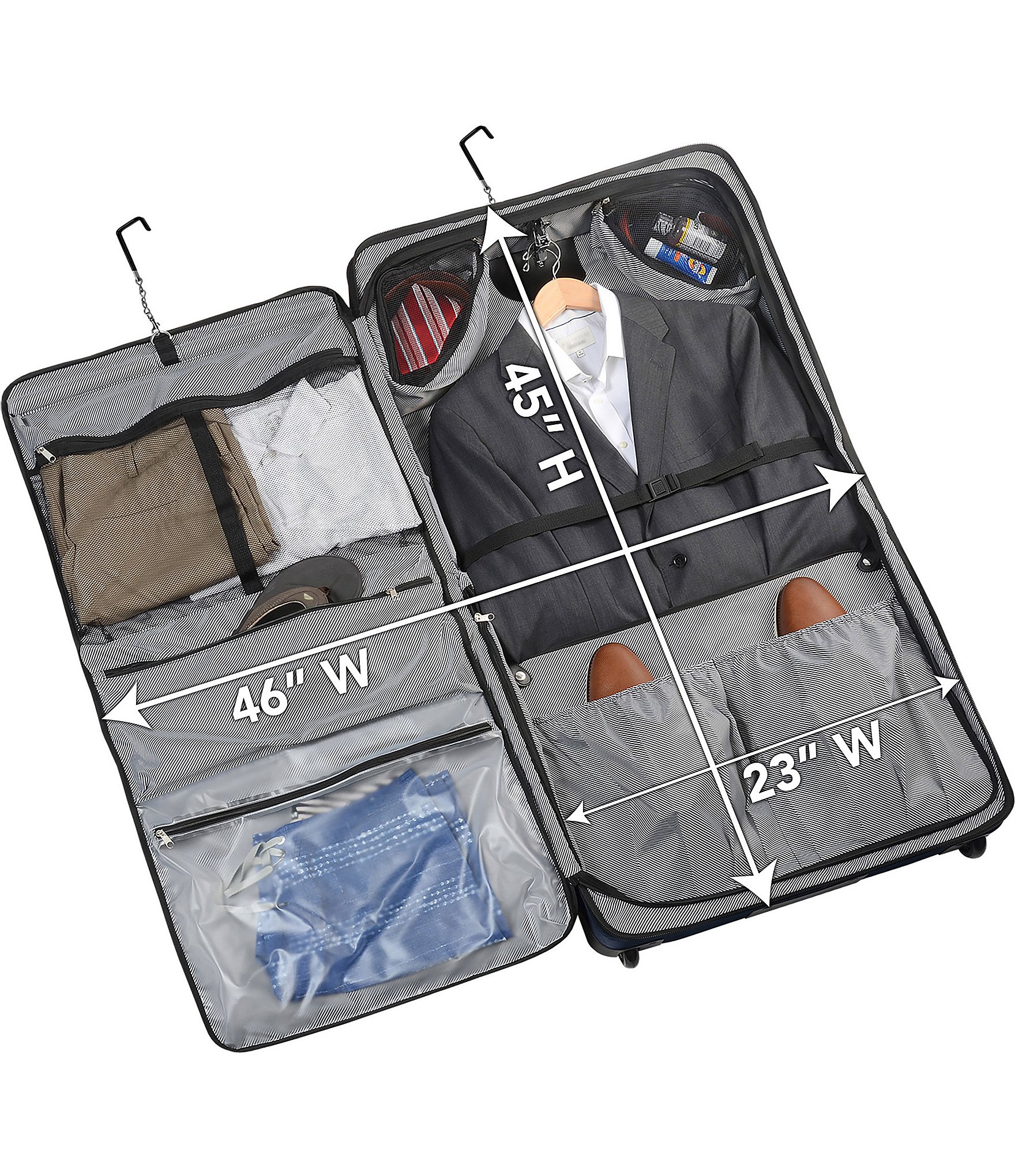Wally Bags 45#double; Premium Rolling Garment Bag with Multiple Pockets