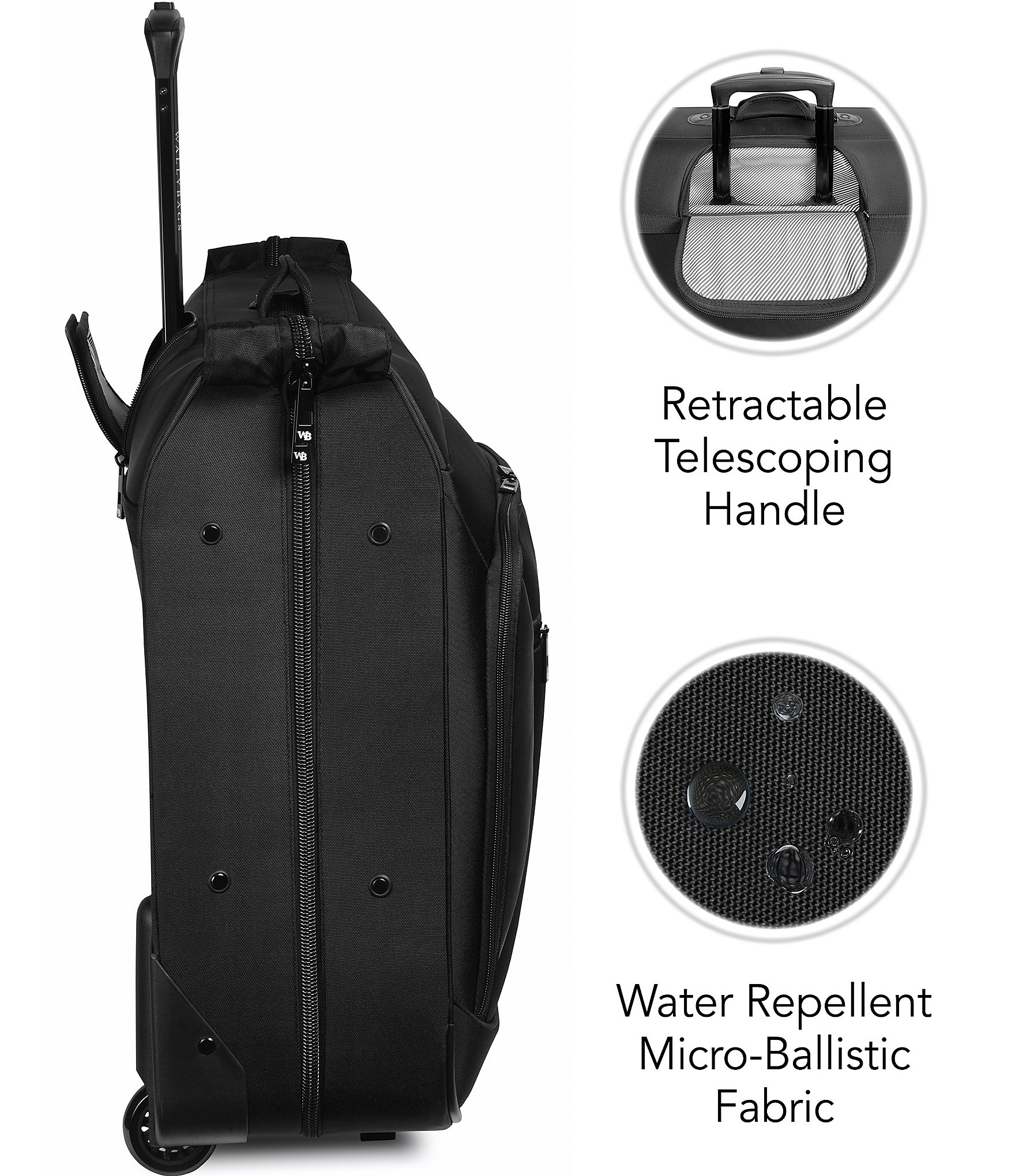 Wally Bags 45#double; Premium Rolling Garment Bag with Multiple Pockets