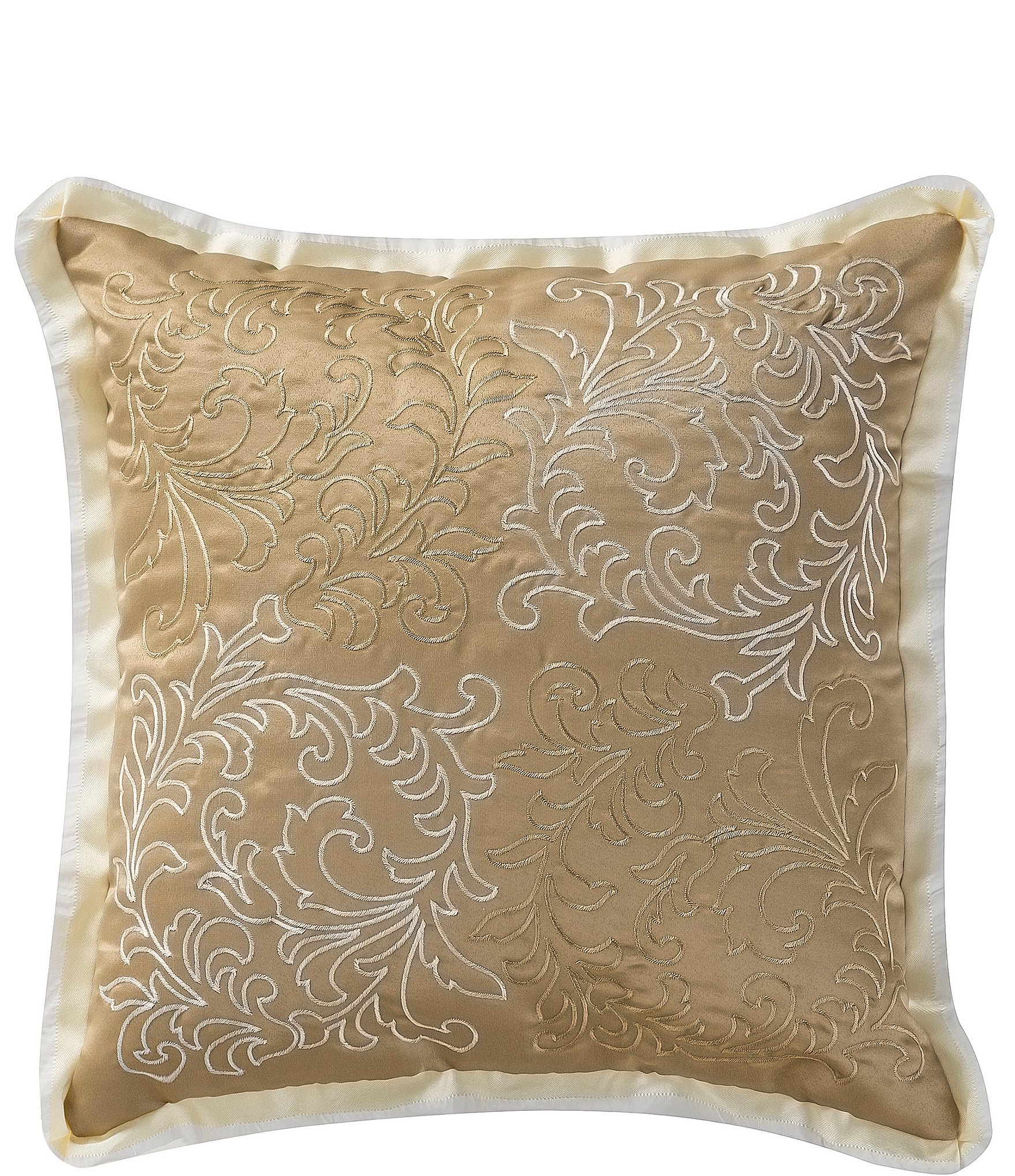 Waterford Ansonia Ribbon-Trimmed Scroll-Embroidered Square Pillow  Dillard's
