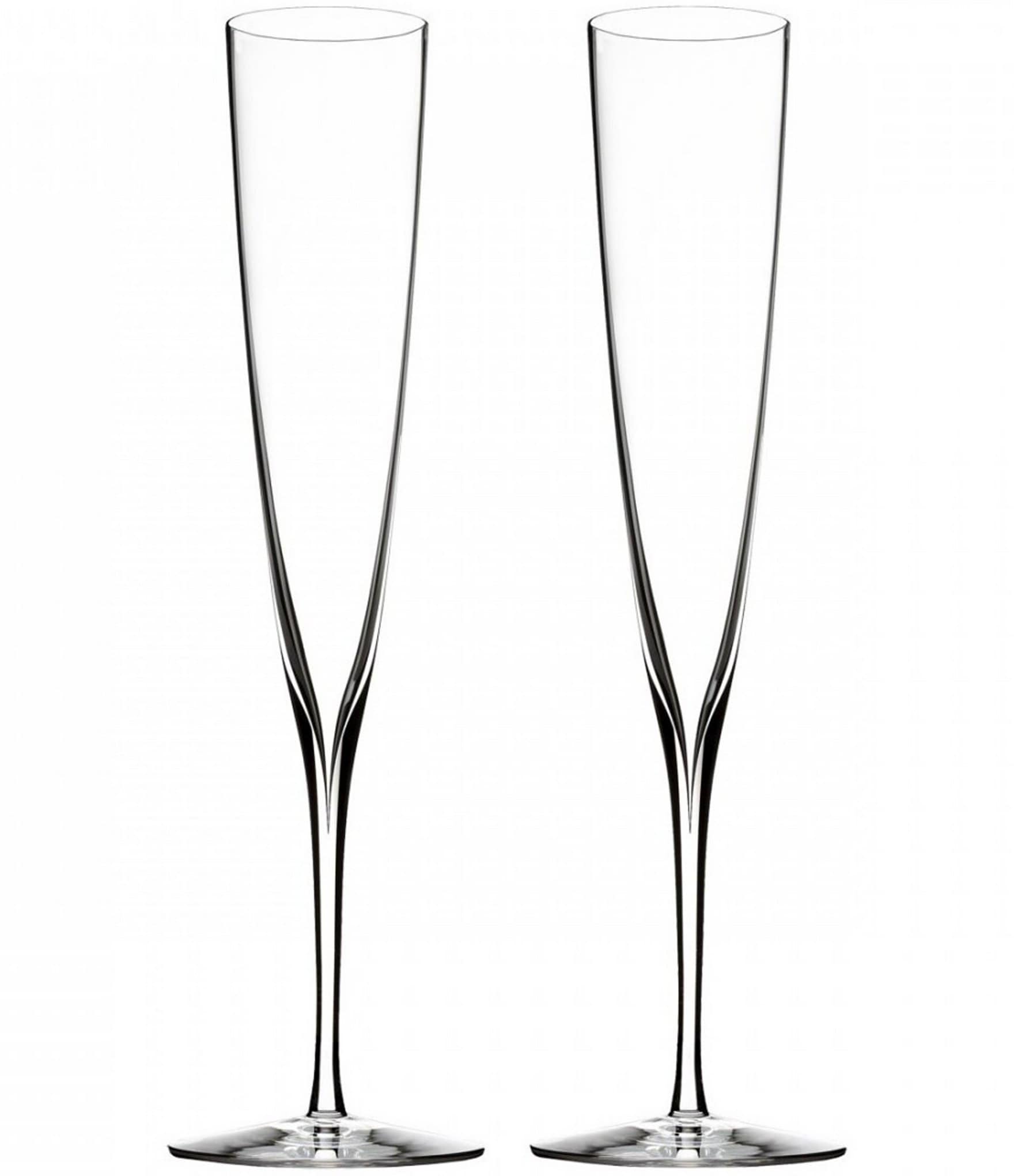 Vintage Tall Black Crystal Champagne Flutes - a Pair