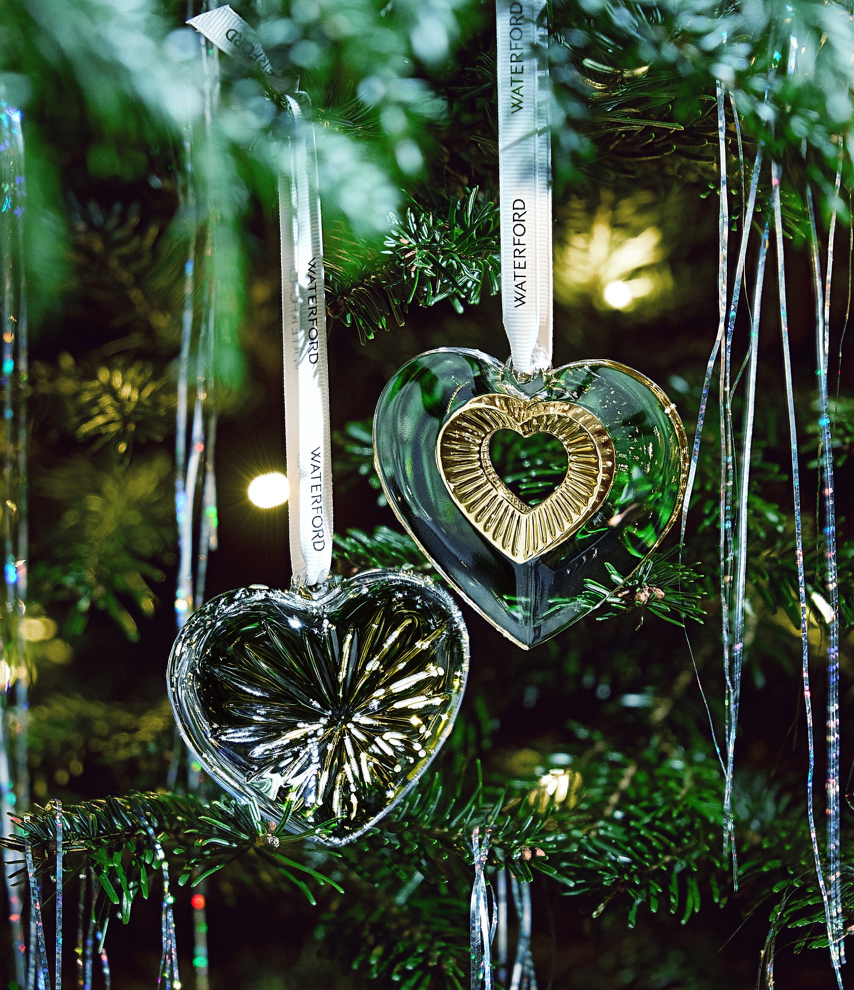 Waterford Heart Ornament with Gold