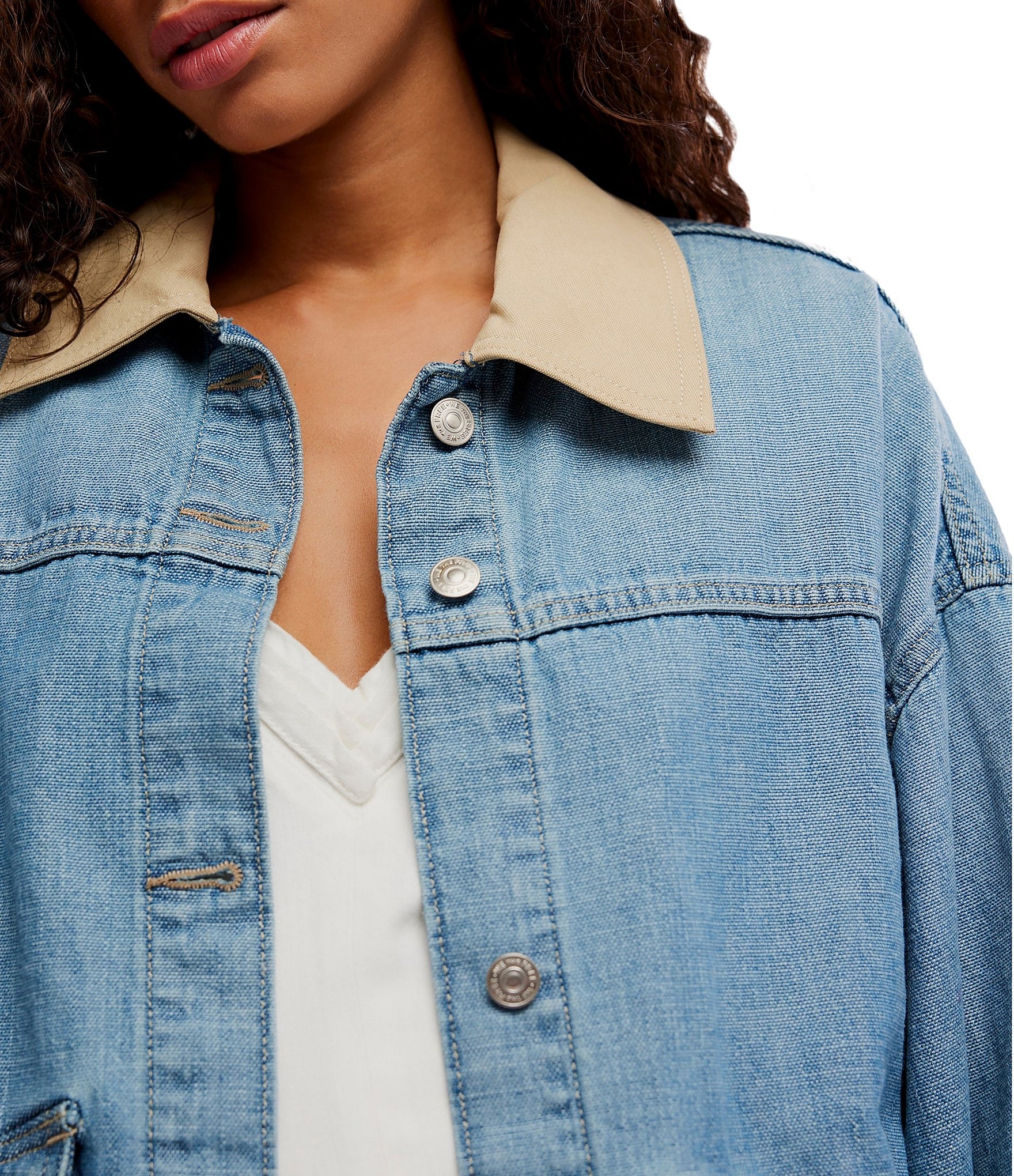 We The Free Lemon Point Collar Long Sleeve Denim Jacket