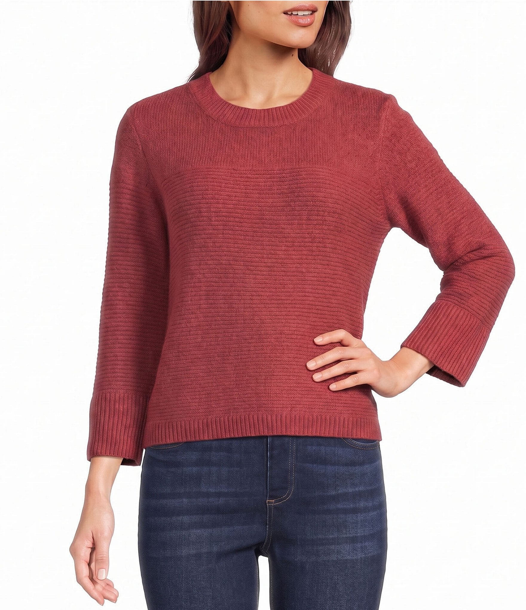 Westbound 3/4 Sleeve Crew Neck Sweater