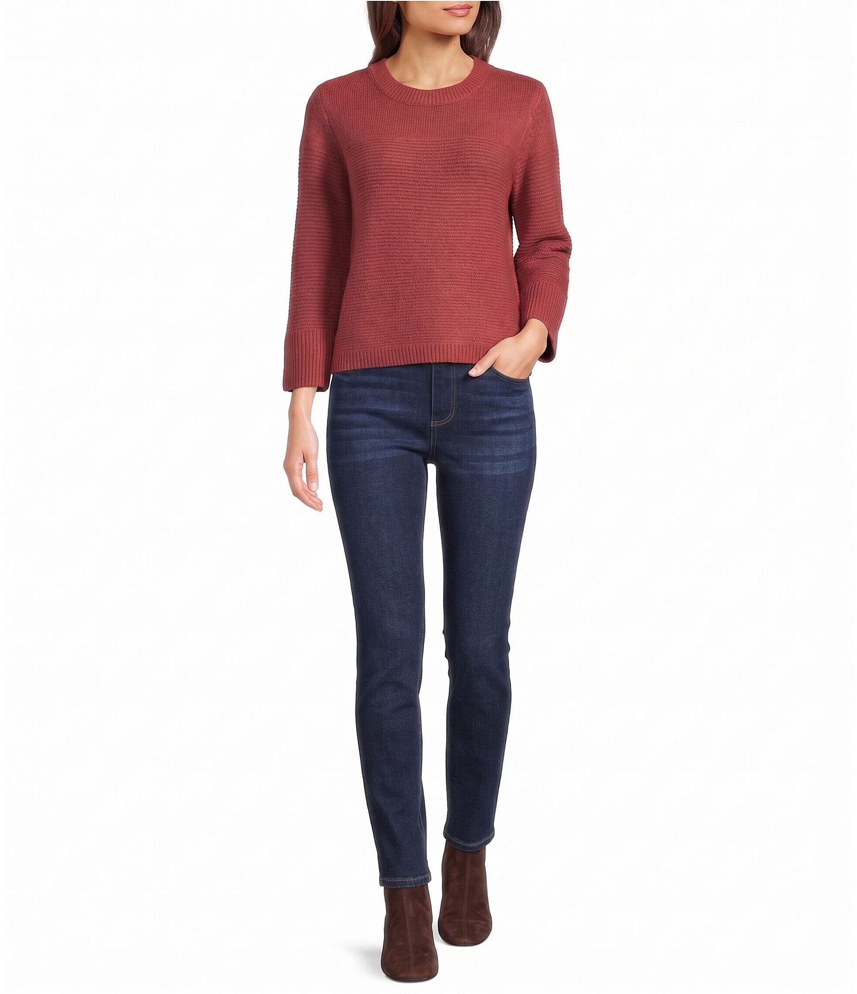 Westbound 3/4 Sleeve Crew Neck Sweater