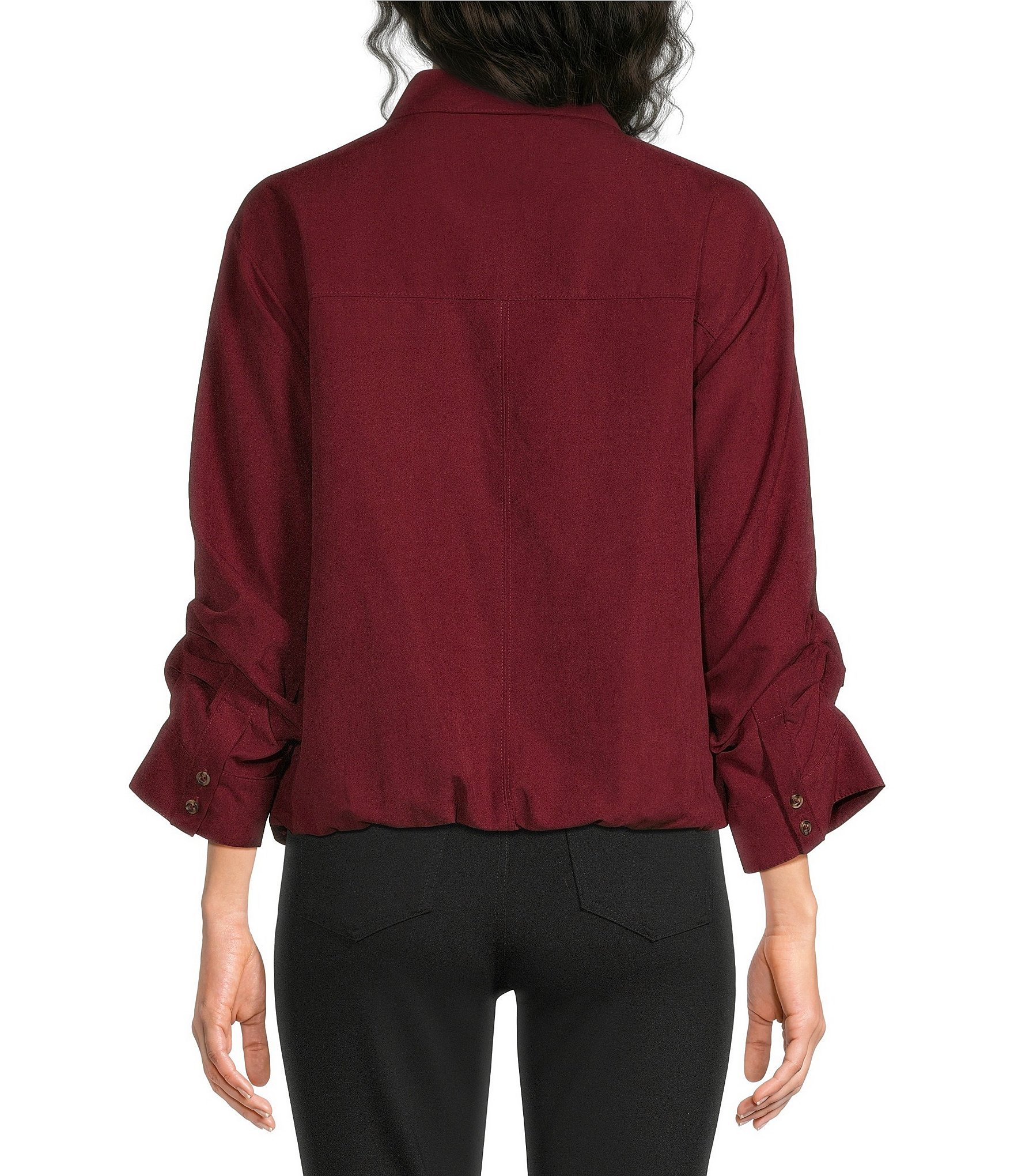 Westbound 3/4 Sleeve Rolled Sleeve Button Front Top