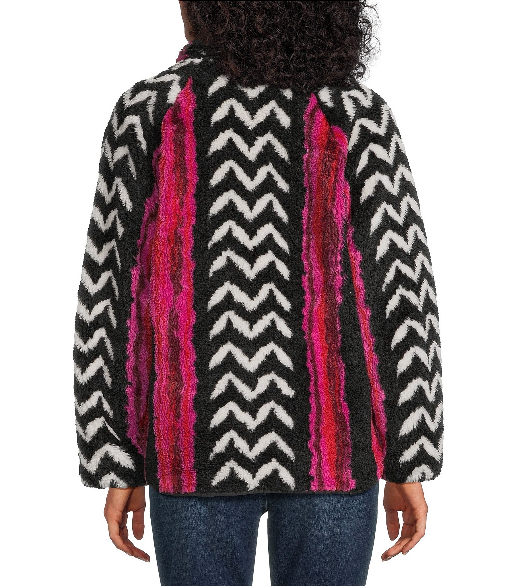 Westbound Abstract Print Long Sleeve Snap-Front Jacket