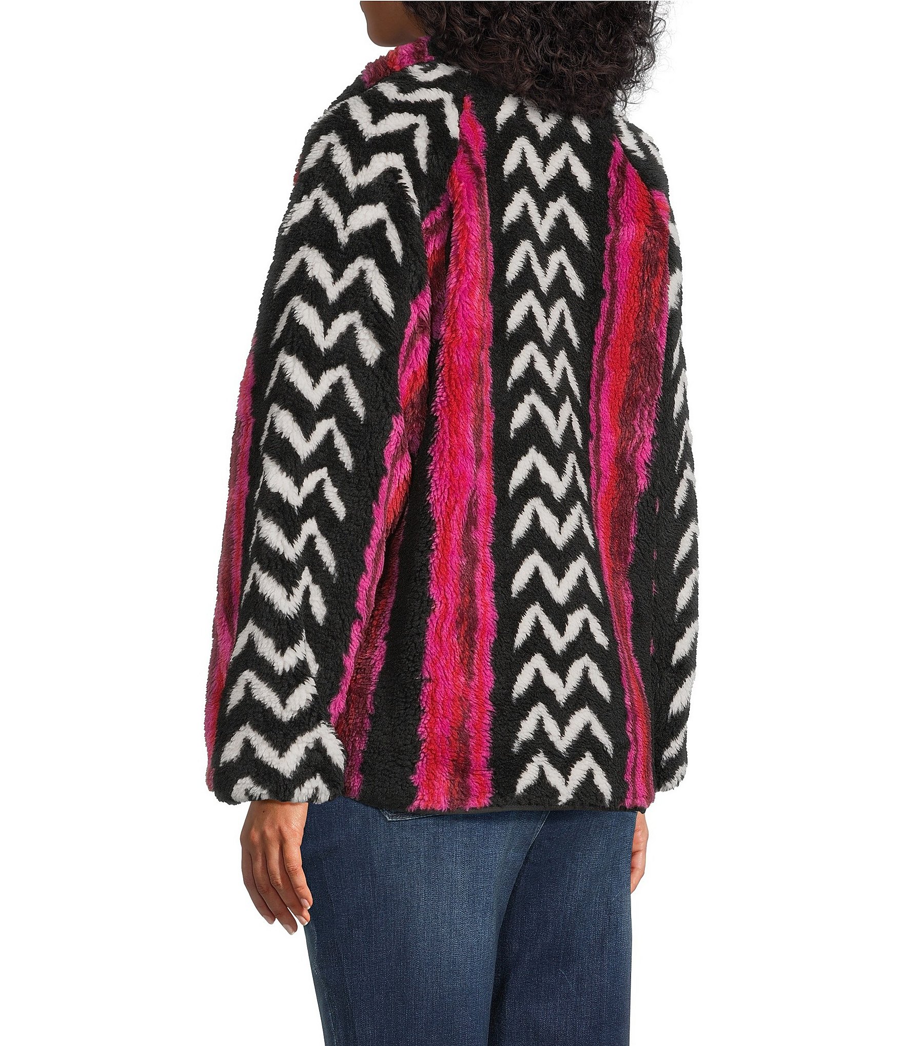Westbound Abstract Print Long Sleeve Snap-Front Jacket