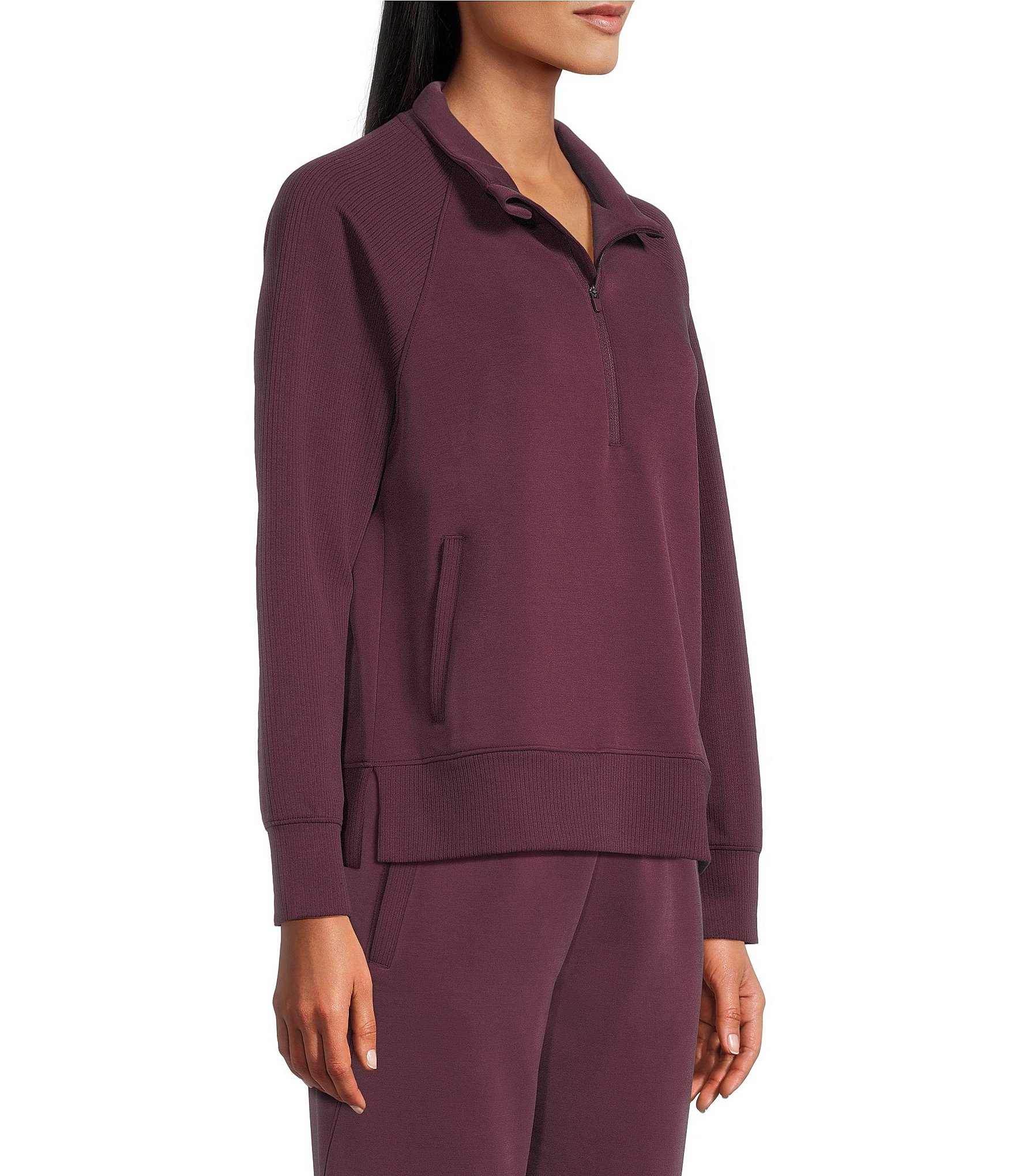 Westbound ULTRA LUXE Athleisure Knit Long Sleeve Half Zip Mock Neck Coordinating Pullover