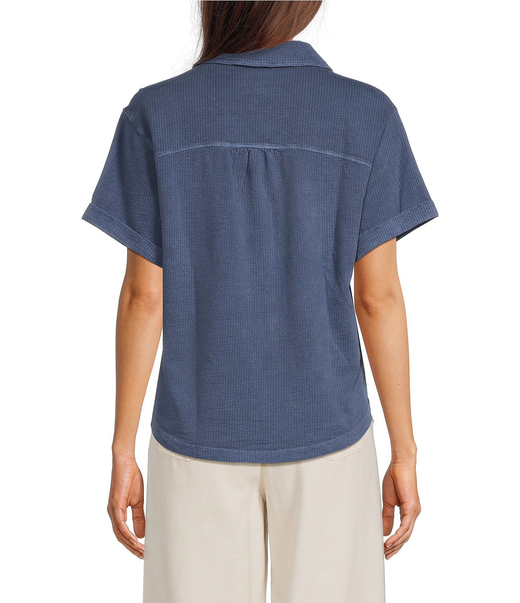 Westbound Button Down Rolled Sleeve Top