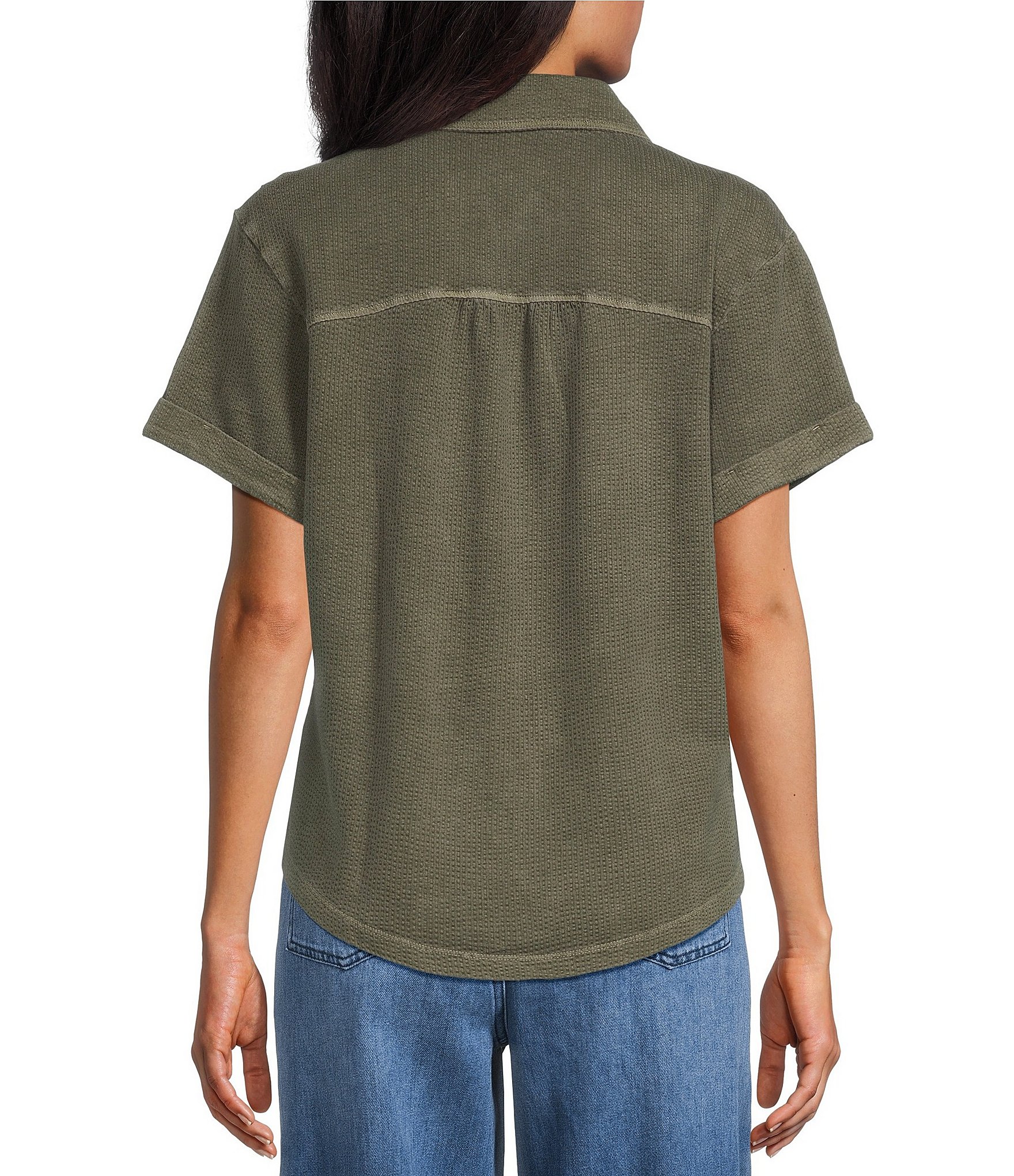 Westbound Button Down Rolled Sleeve Top