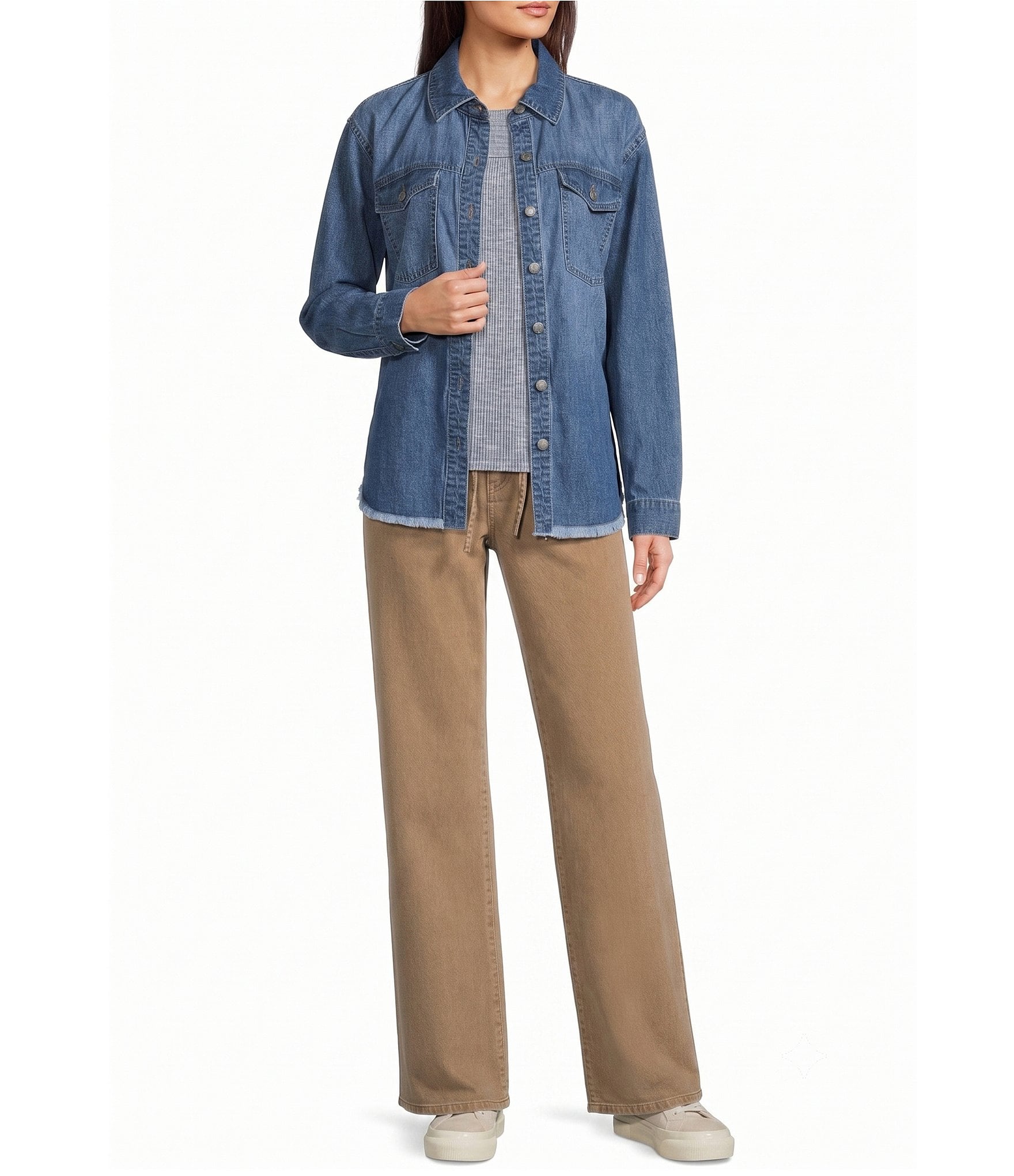 Westbound Collared Long Sleeve Button Front Shacket