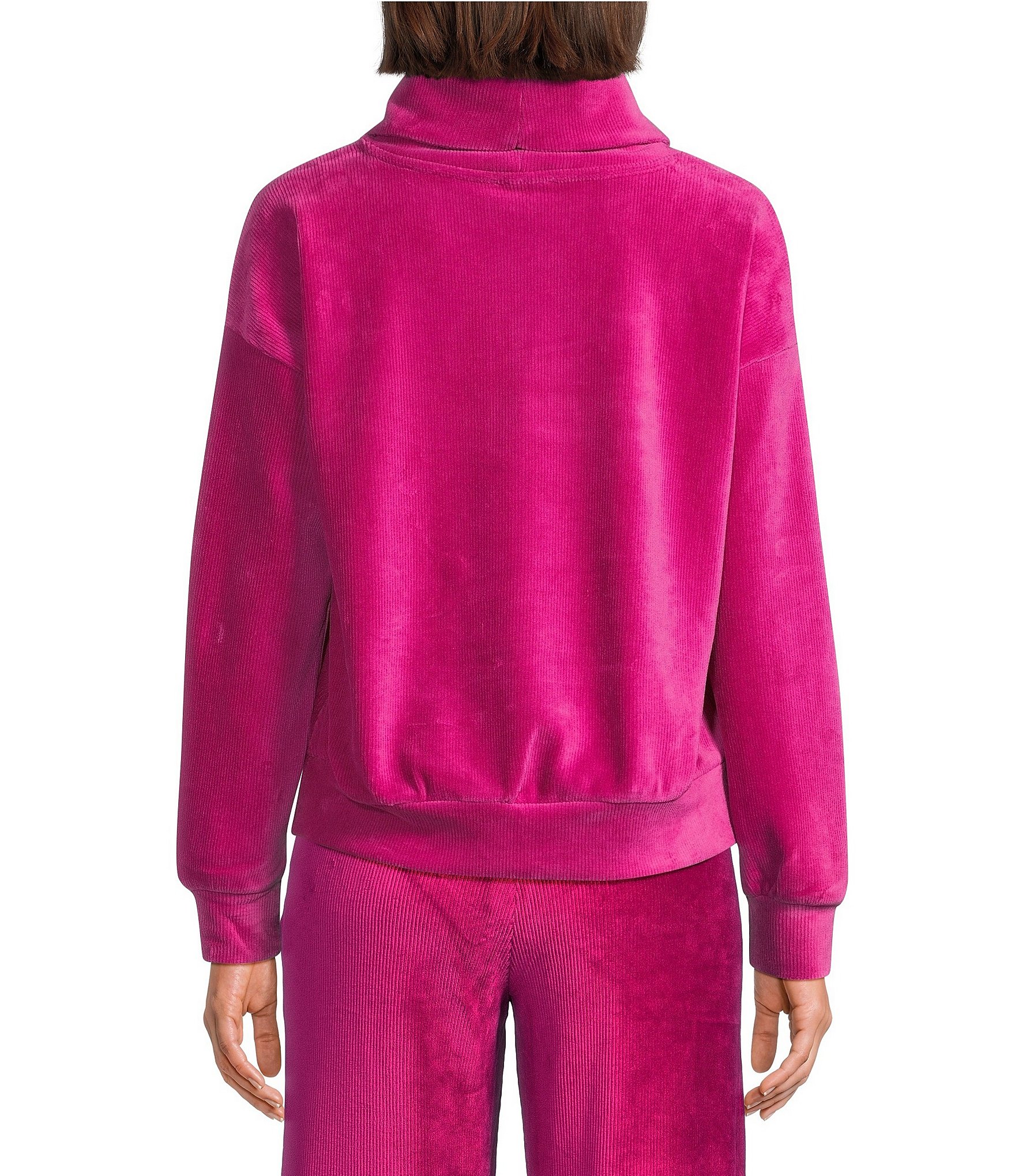 Westbound Coordinating Velour Rib Long Sleeve Funnel Neck Top